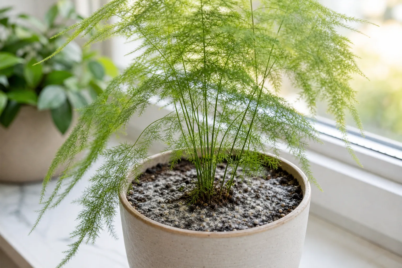 Mold on Soil on Asparagus Fern - visible symptom on the plant