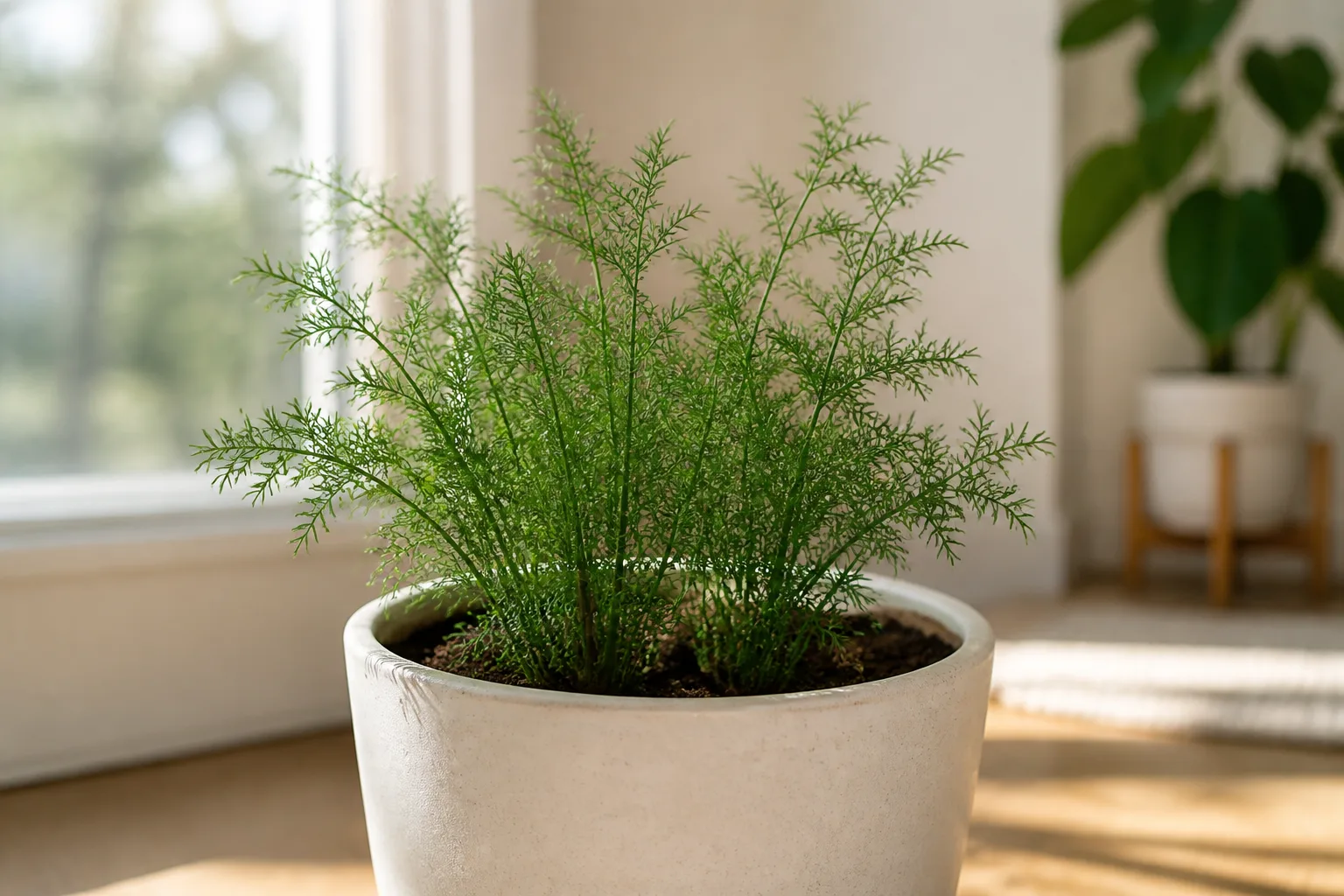 Slow Growth on Asparagus Fern - visible symptom on the plant