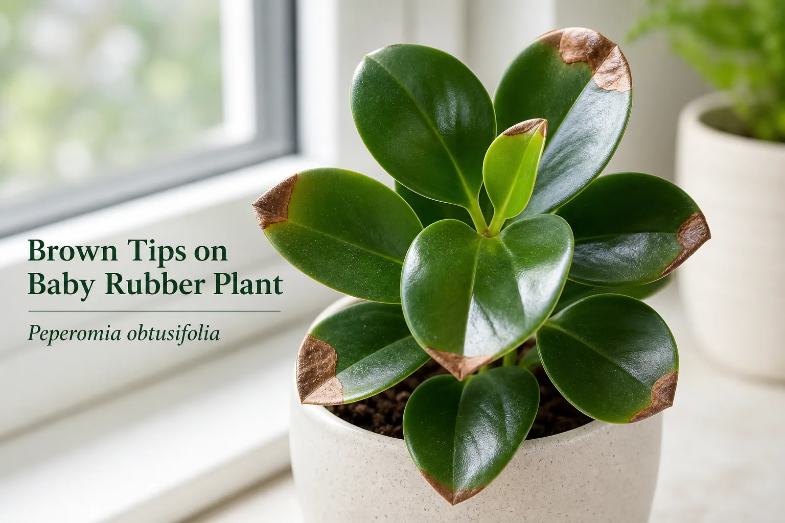 Brown Tips on Baby Rubber Plant - visible symptom on the plant