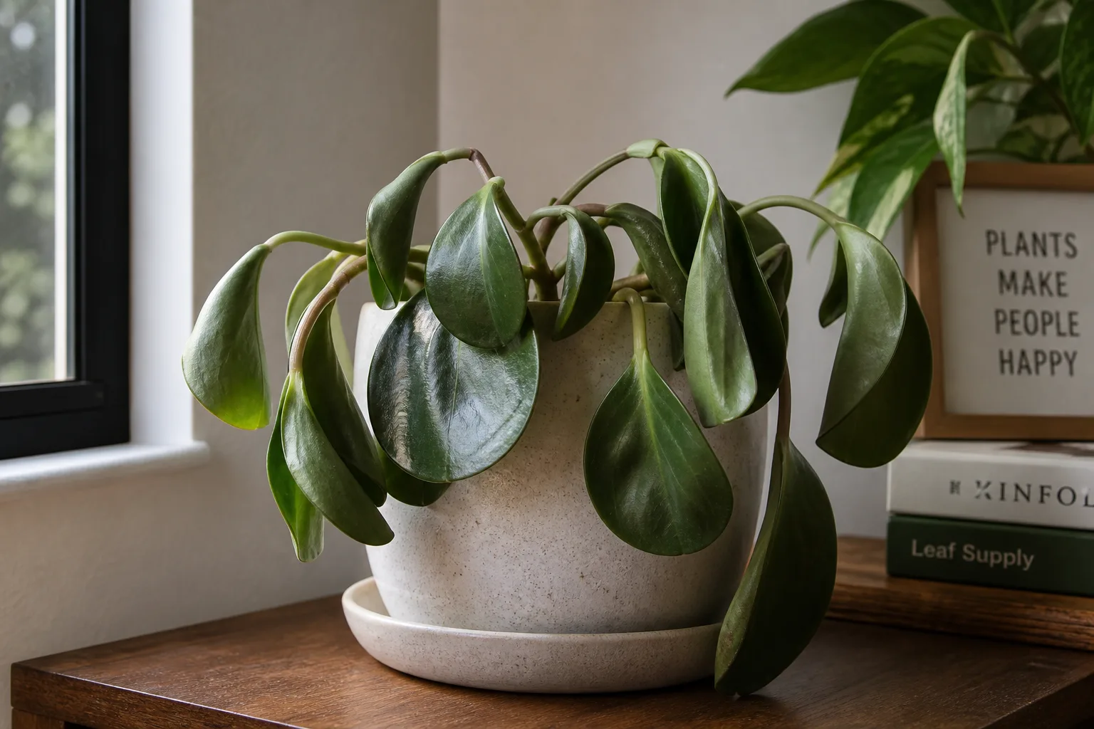 Drooping Leaves on Baby Rubber Plant - visible symptom on the plant