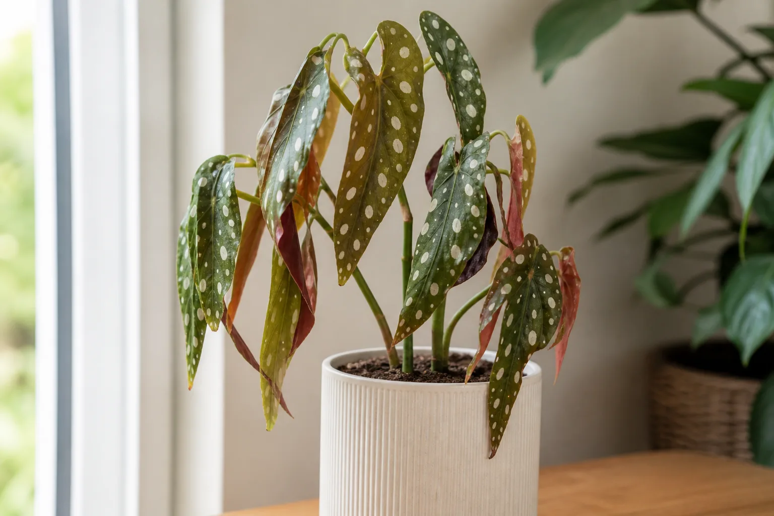 Drooping Leaves on Begonia Maculata - visible symptom on the plant