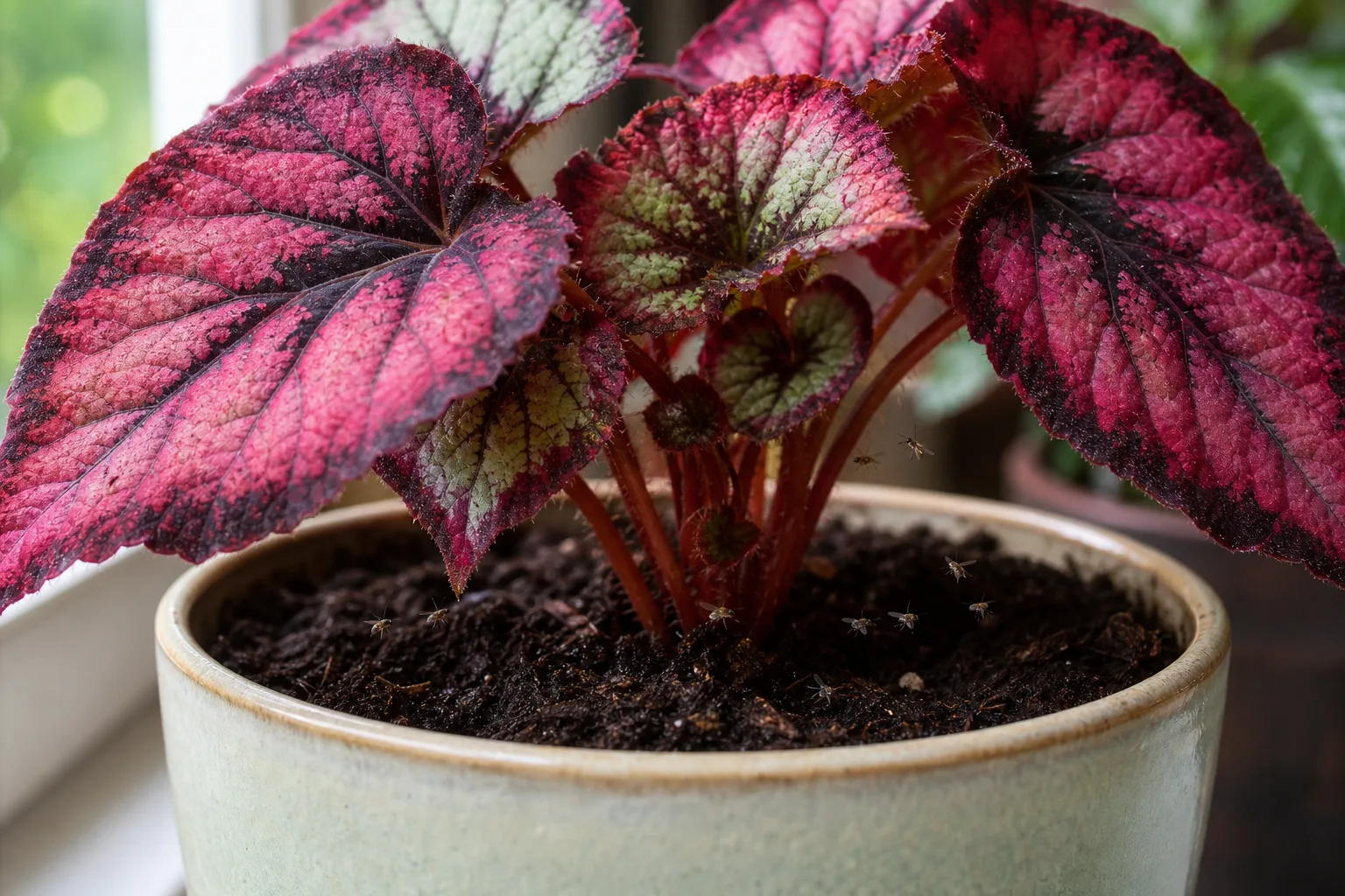 Fungus Gnats on Begonia Rex - visible symptom on the plant