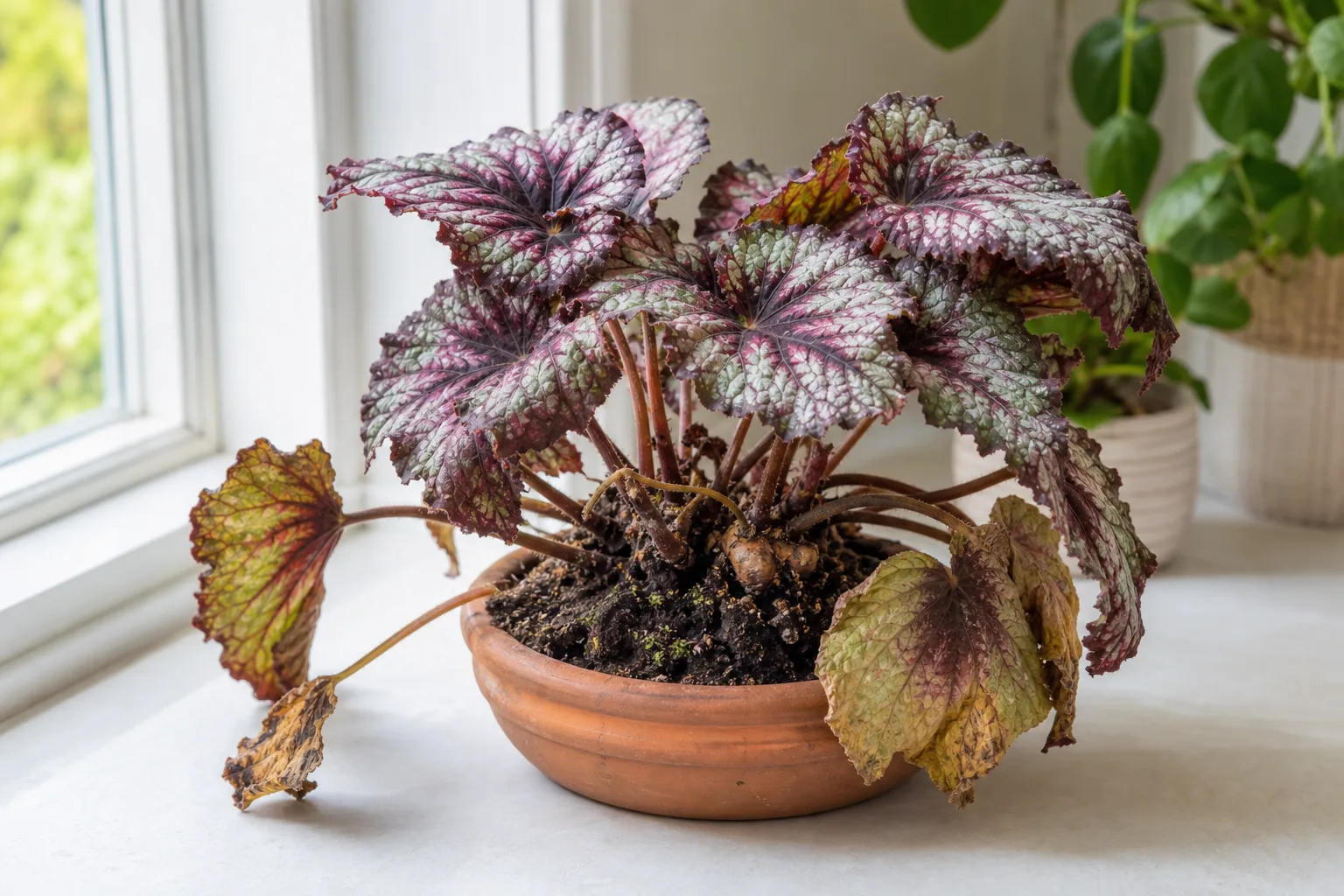 Root Rot on Begonia Rex - visible symptom on the plant