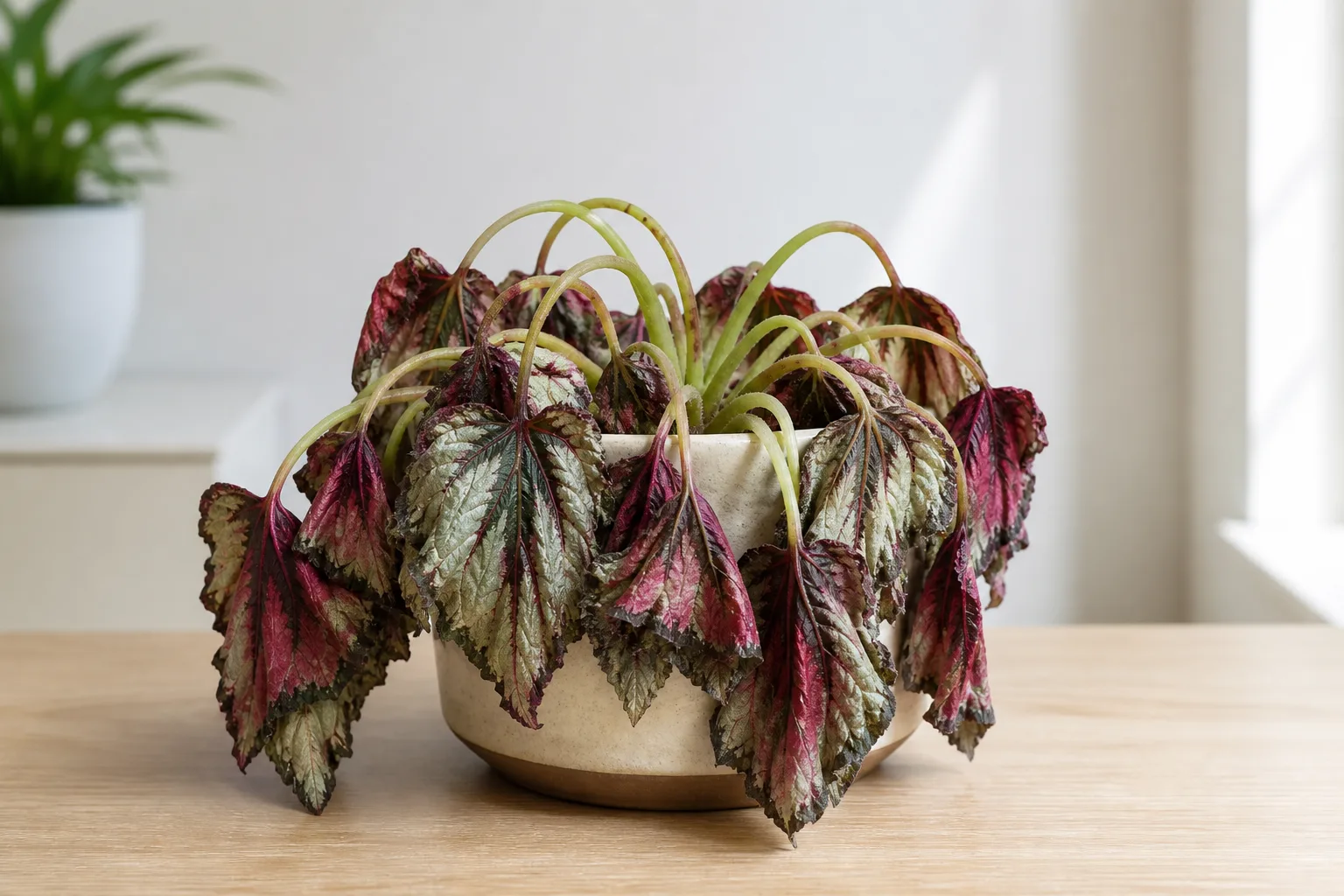 Wilting on Begonia Rex - visible symptom on the plant