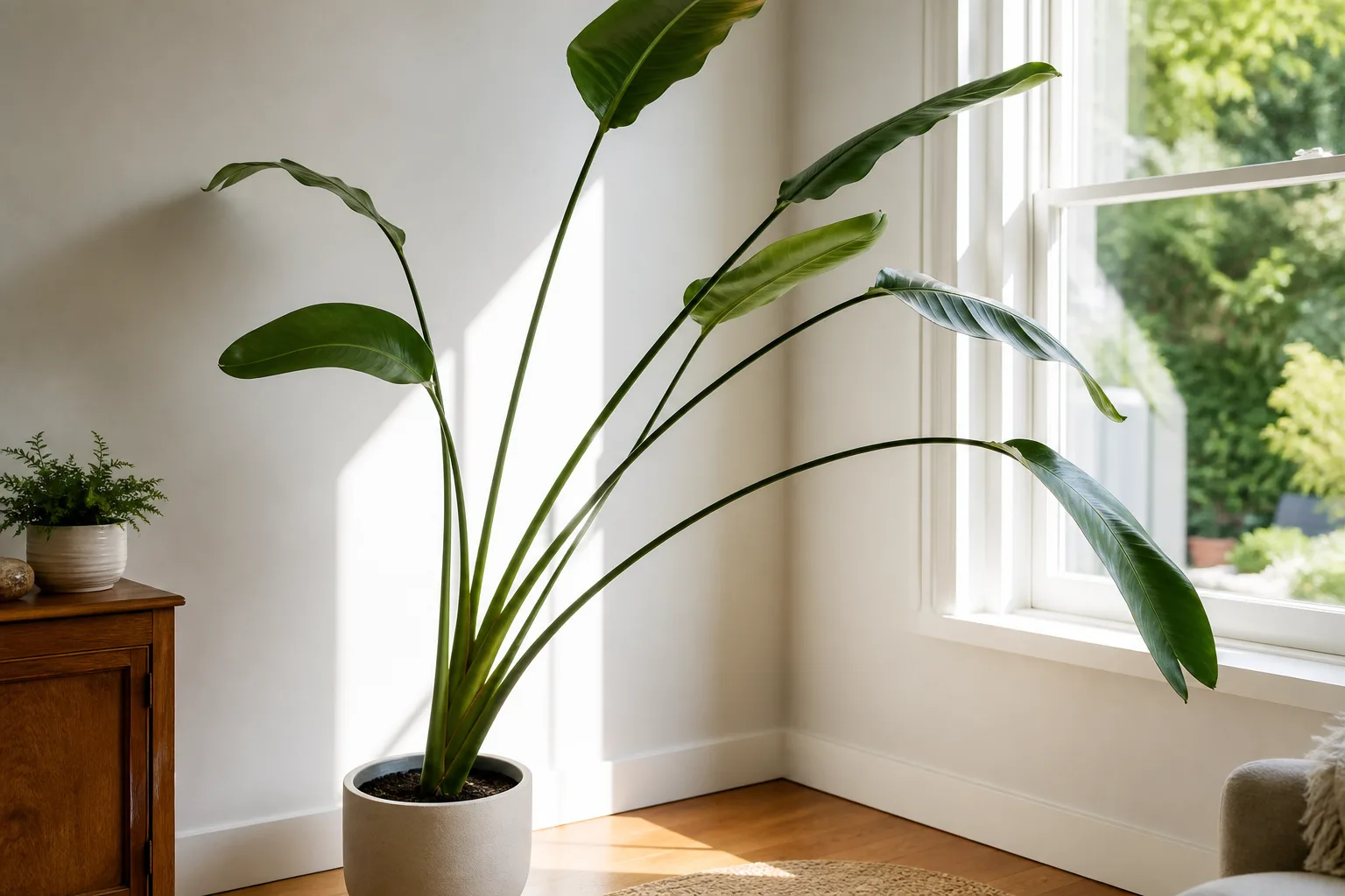 Leggy Growth on Bird of Paradise - visible symptom on the plant