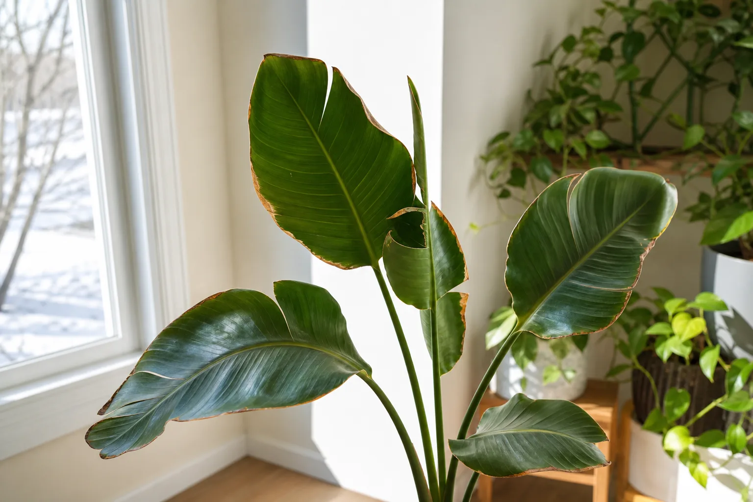 Low Humidity on Bird of Paradise - visible symptom on the plant