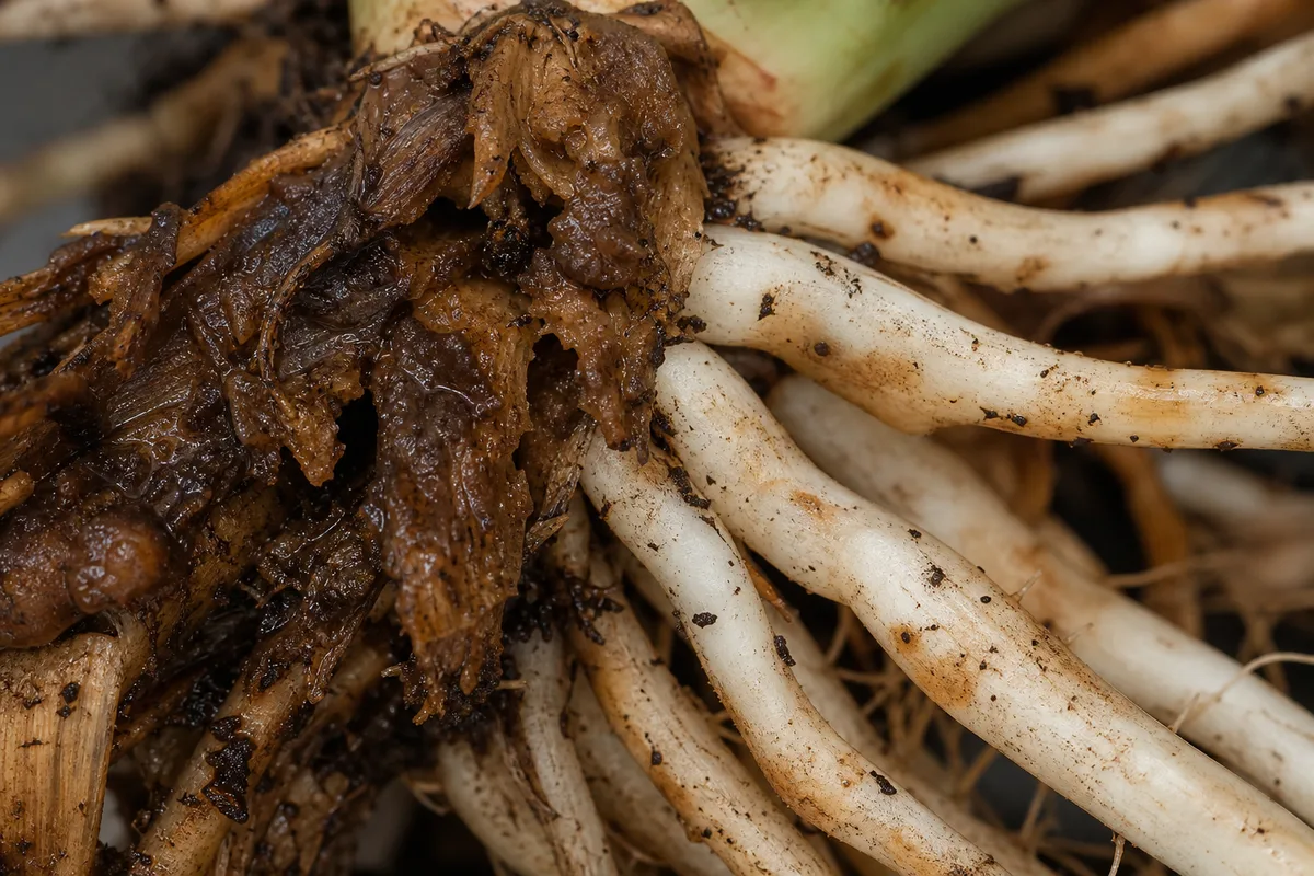 Close-up of Root Rot on Bird of Paradise - diagnostic detail