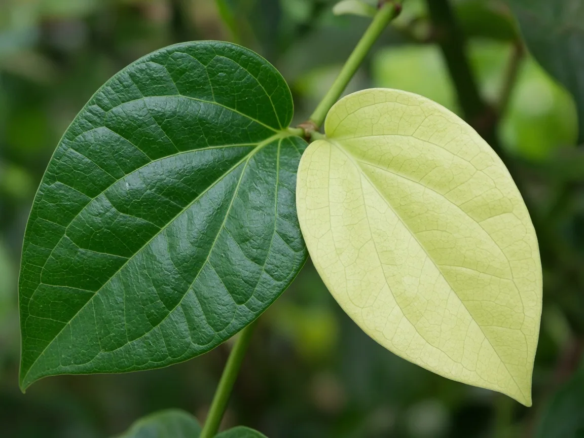 Close-up of pale leaves on Black Pepper — diagnostic detail