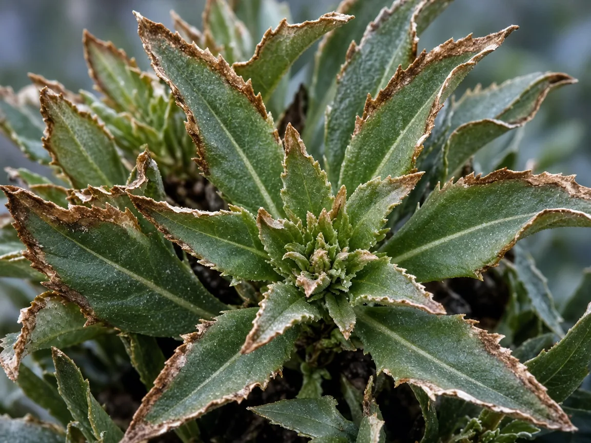 Close-up of low humidity on Brahma Kamal - diagnostic detail