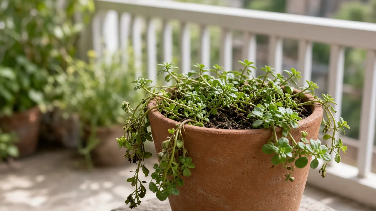 Wilting on Brahmi - creeping Bacopa monnieri mat with limp succulent leaves in a pot