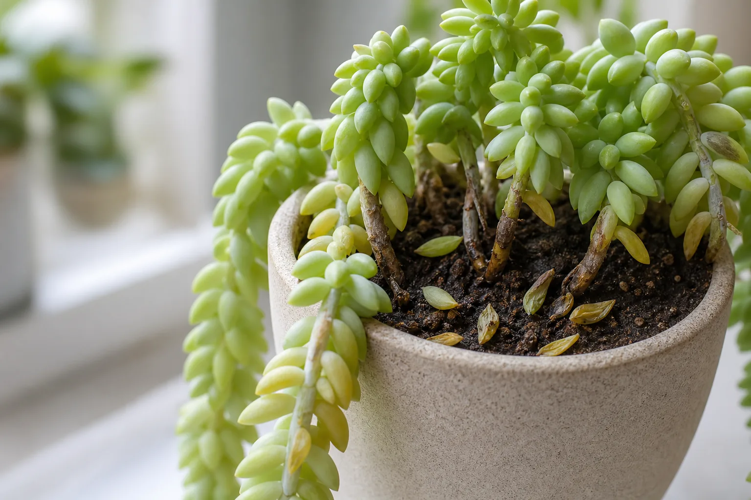 Root Rot on Burro's Tail - visible symptom on the plant