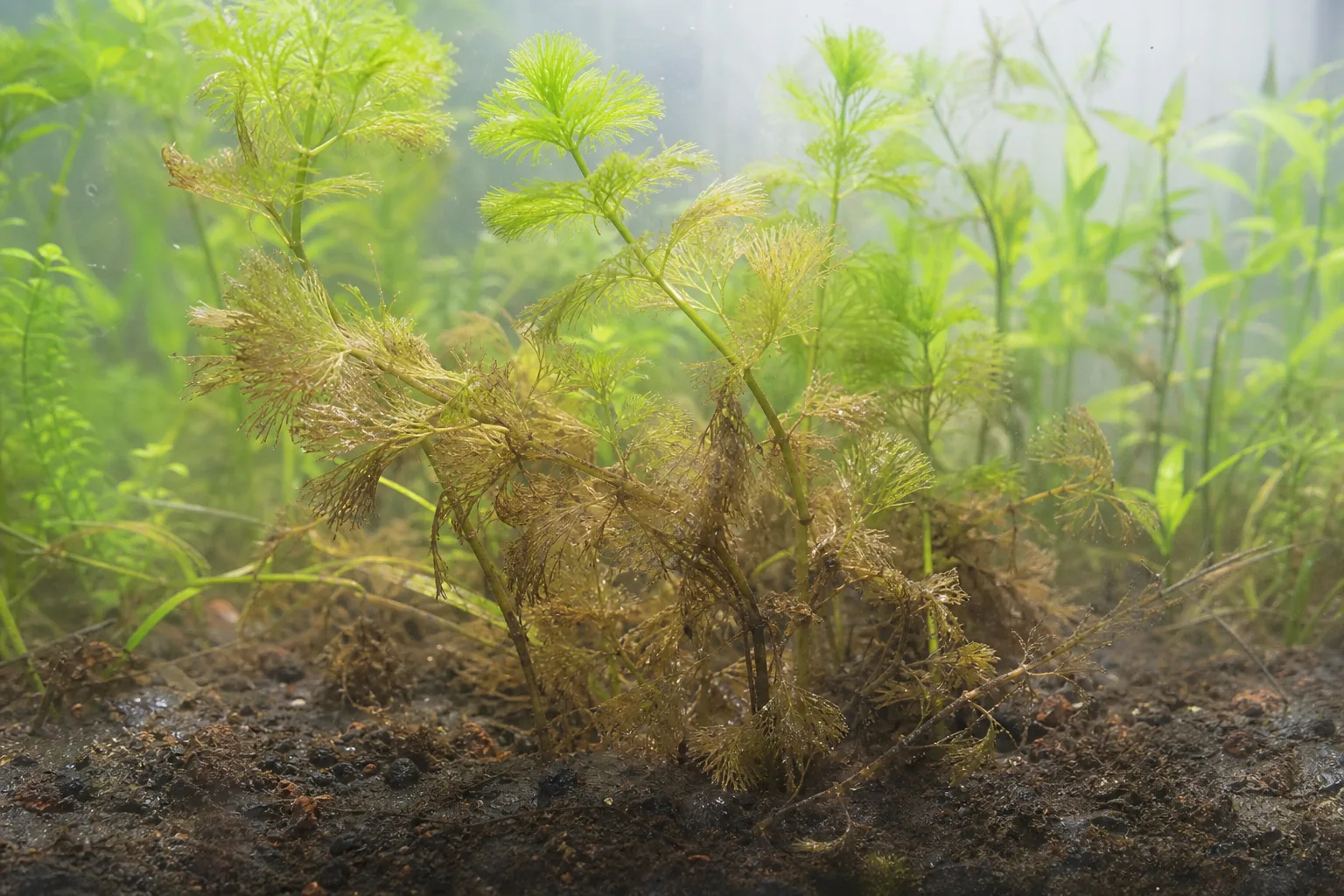 Overwatering on Cabomba - visible symptom on the plant