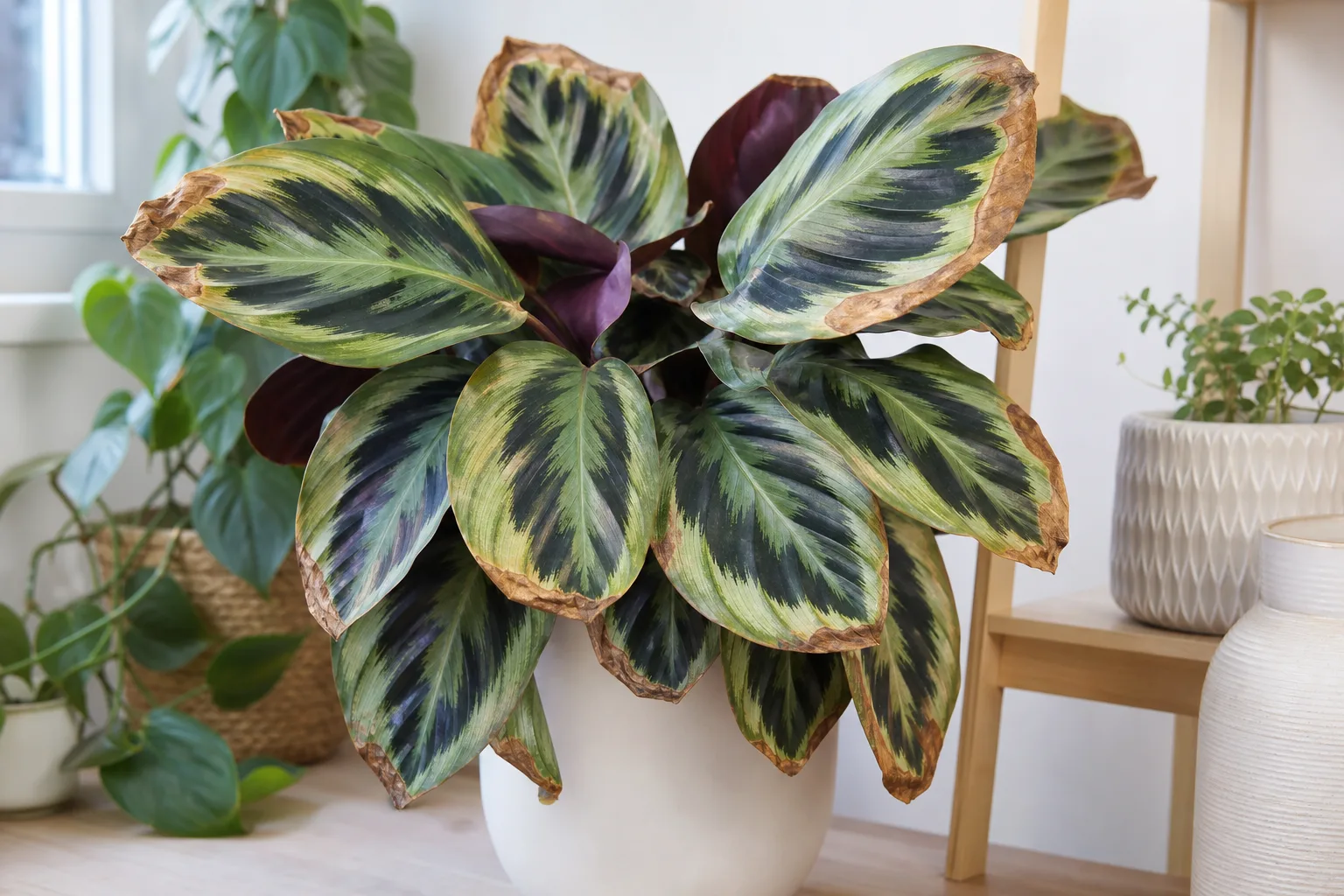 Brown Tips on Calathea - visible symptom on the plant
