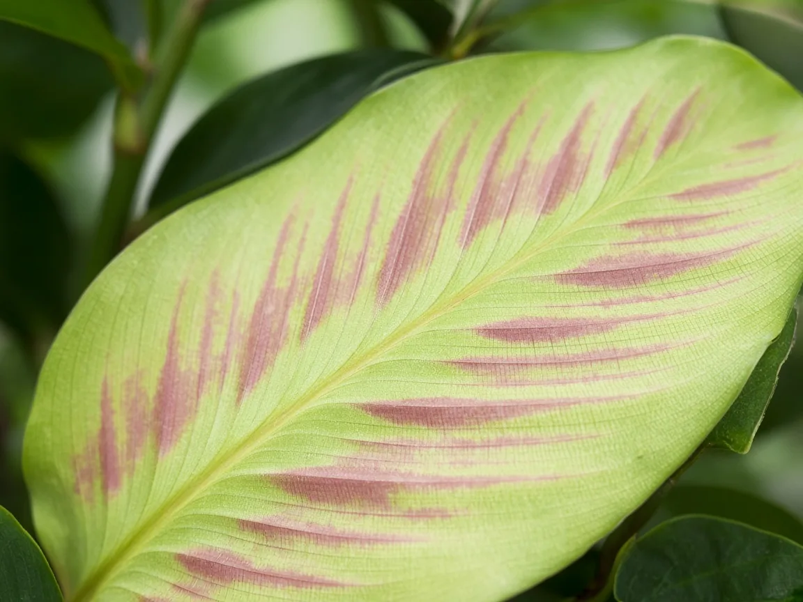 Close-up of Pale Leaves on Calathea - diagnostic detail