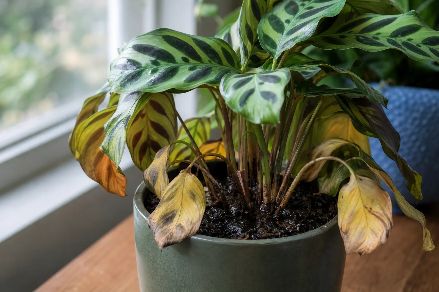 Root Rot on Calathea Peacock Plant - visible symptom on the plant