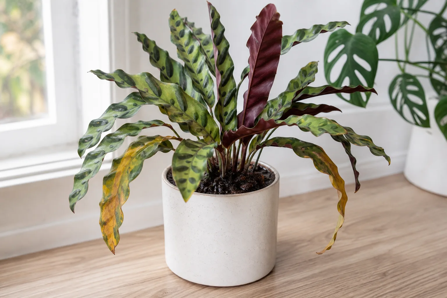 Overwatering on Calathea Rattlesnake - visible symptom on the plant