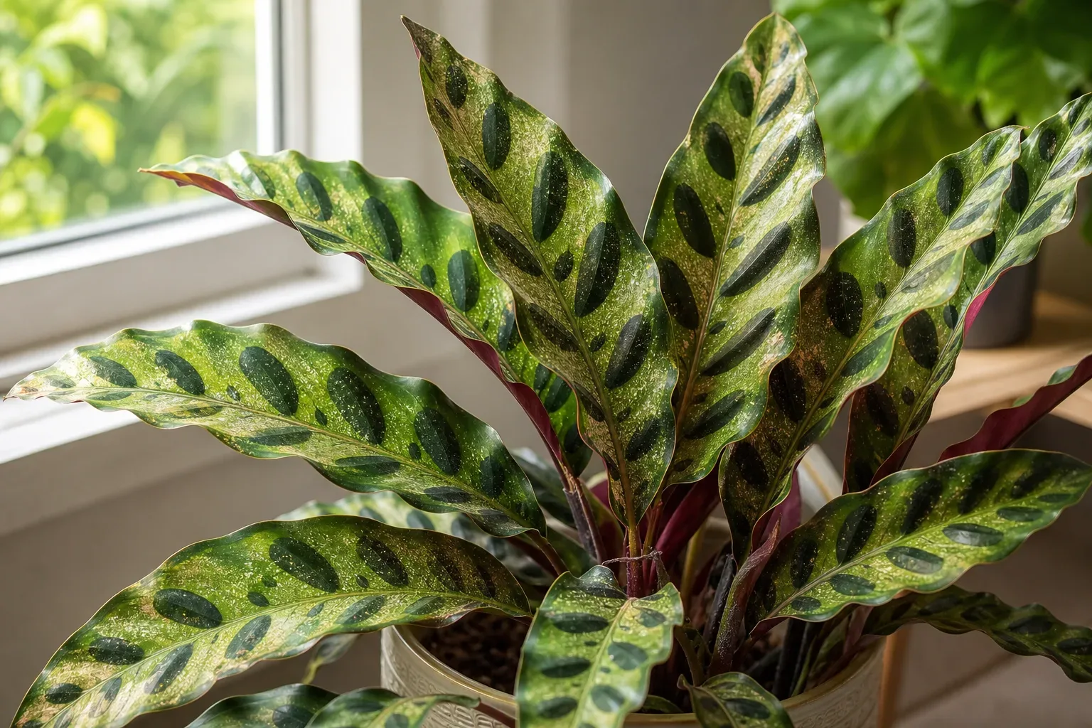 Spider Mites on Calathea Rattlesnake - visible symptom on the plant