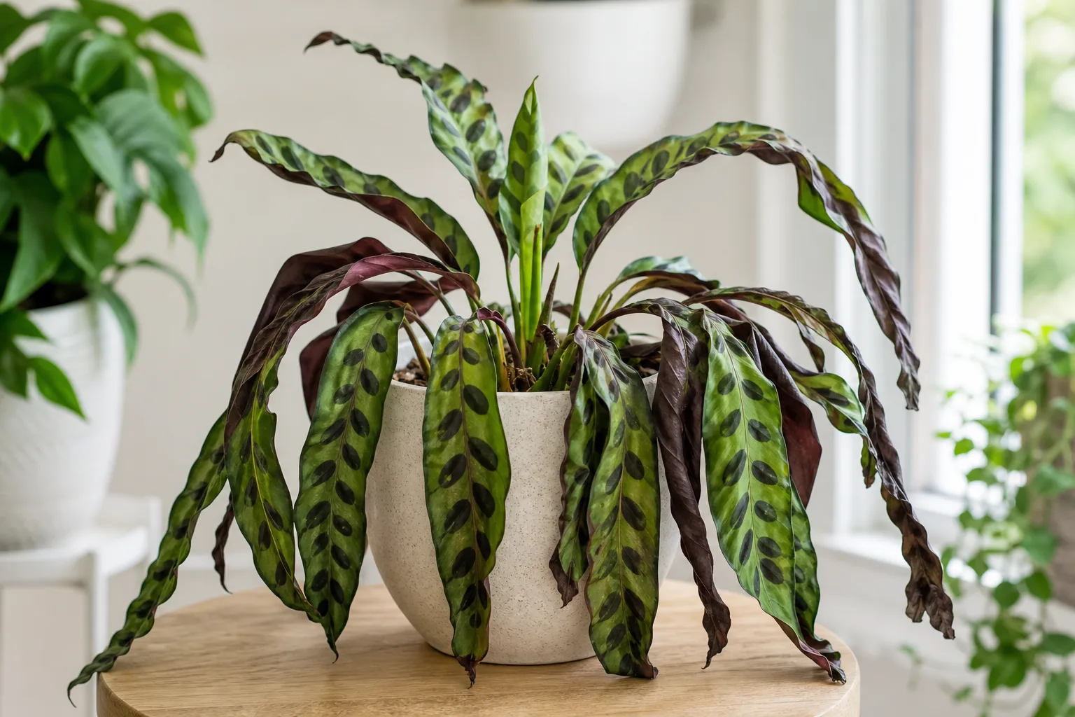 Wilting on Calathea Rattlesnake - visible symptom on the plant
