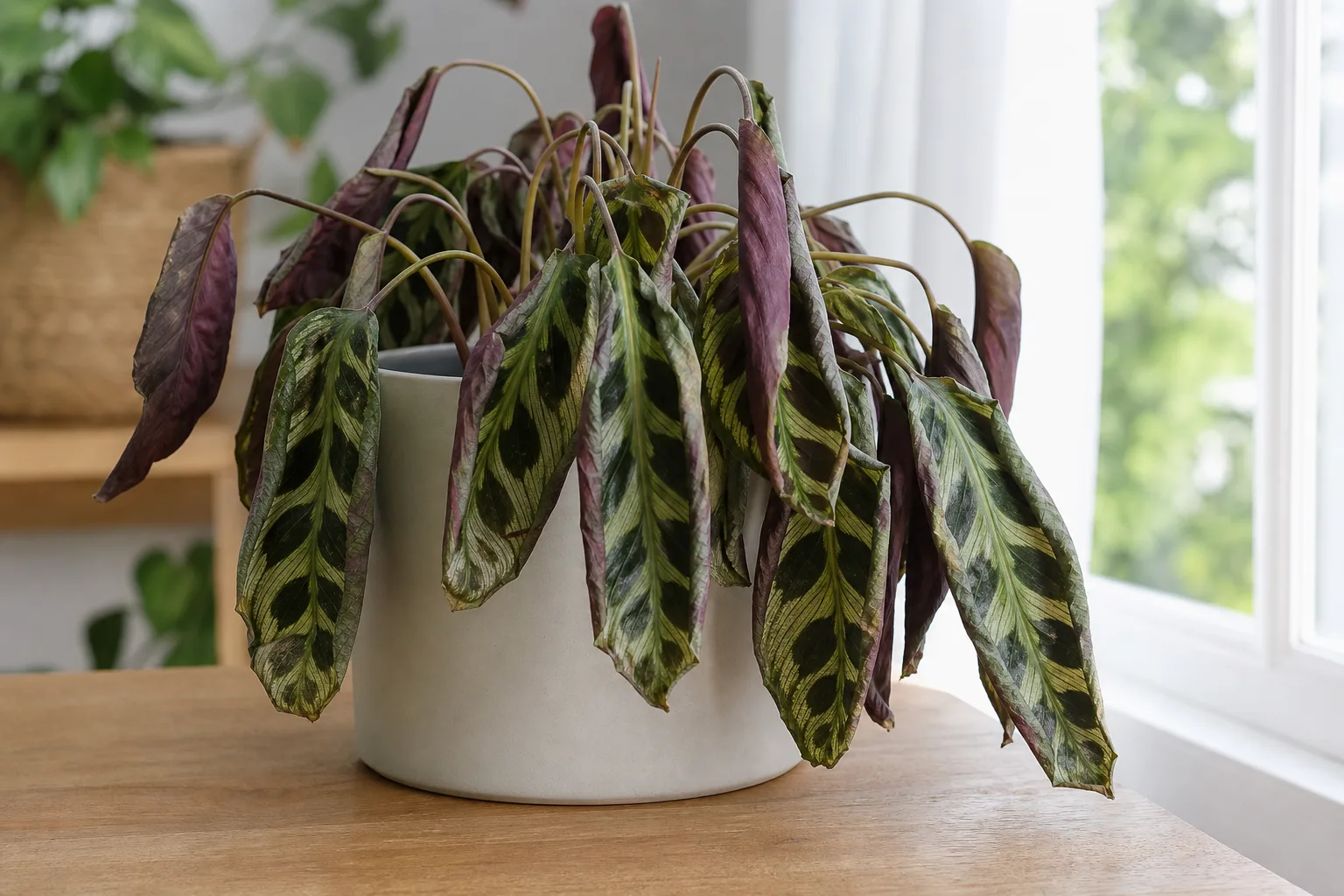 Wilting on Calathea - visible symptom on the plant