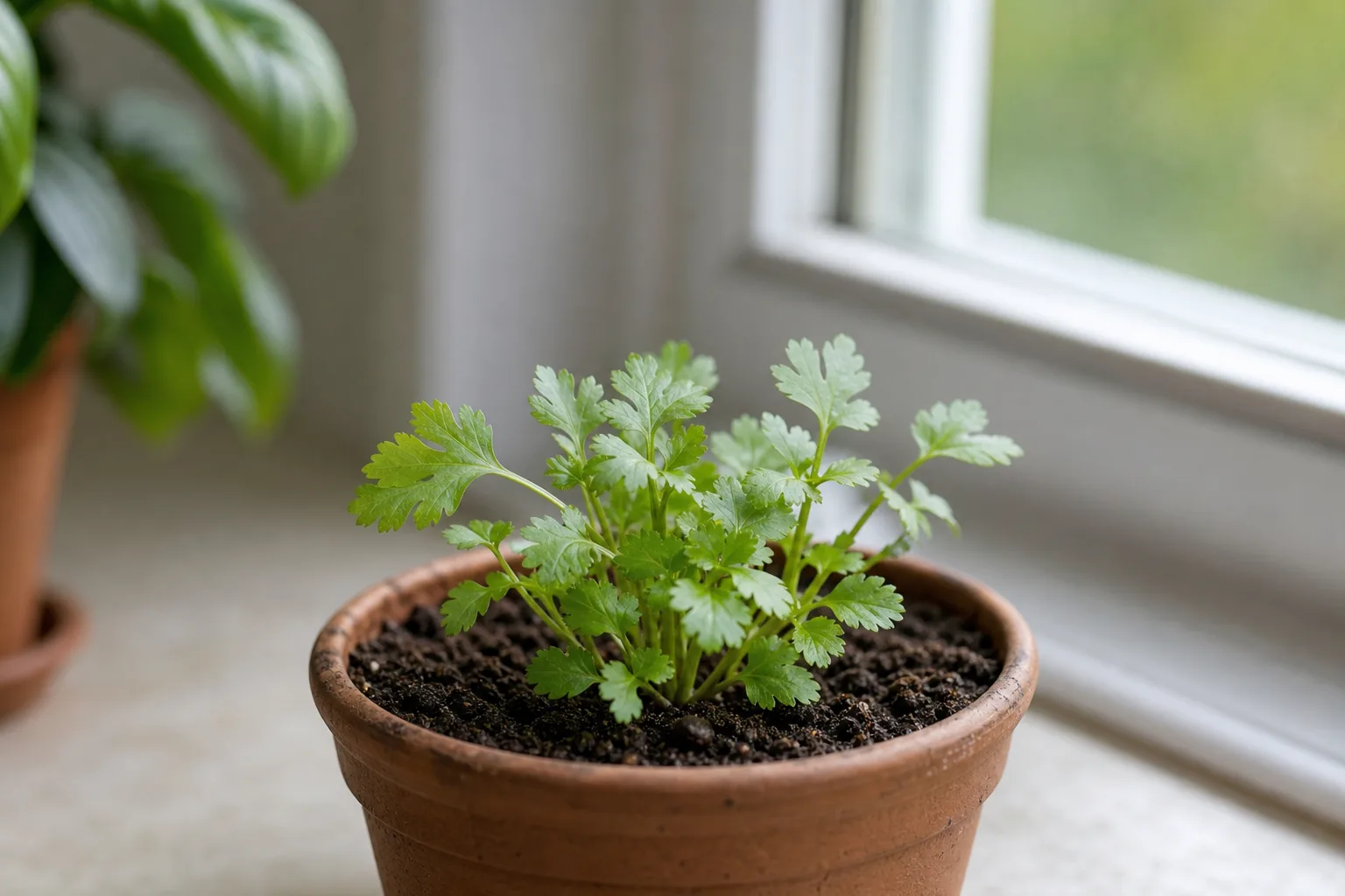 Slow Growth on Coriander - visible symptom on the plant