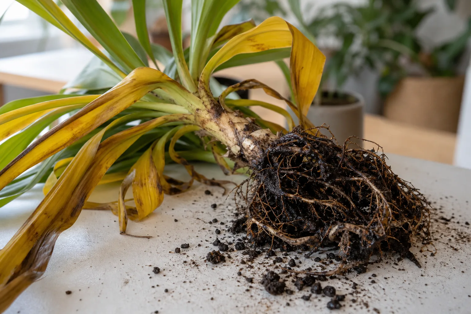 Root Rot on Corn Plant - visible symptom on the plant