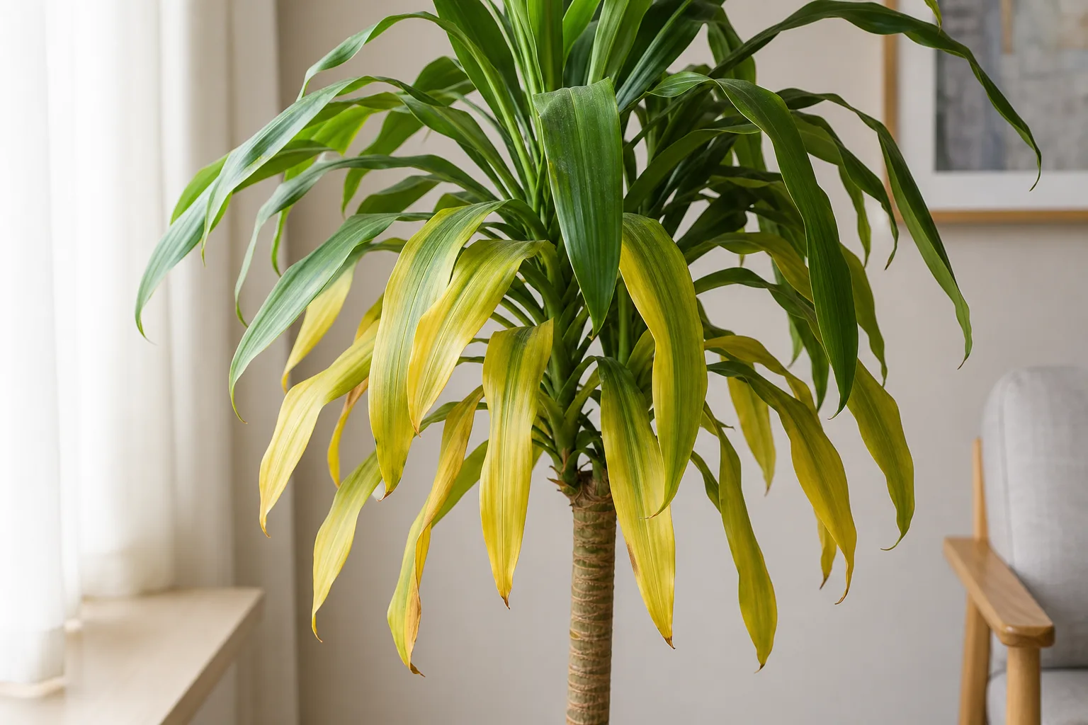 Yellow Leaves on Corn Plant - visible symptom on the plant