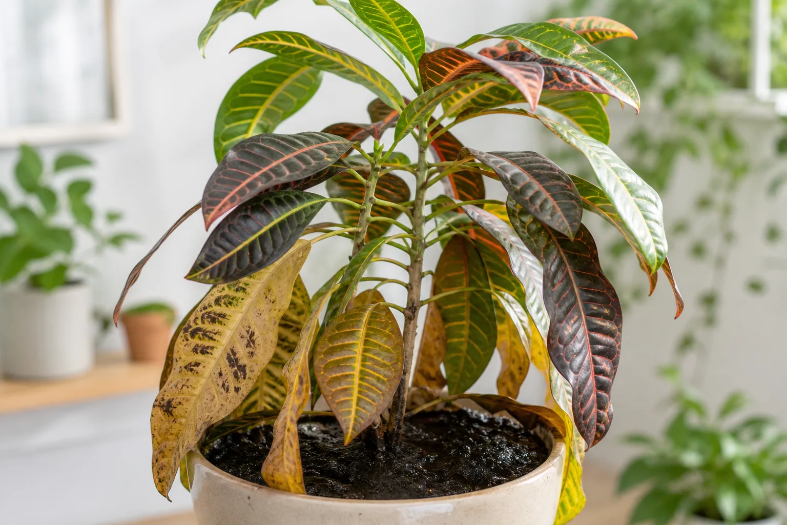 Root Rot on Croton - visible symptom on the plant