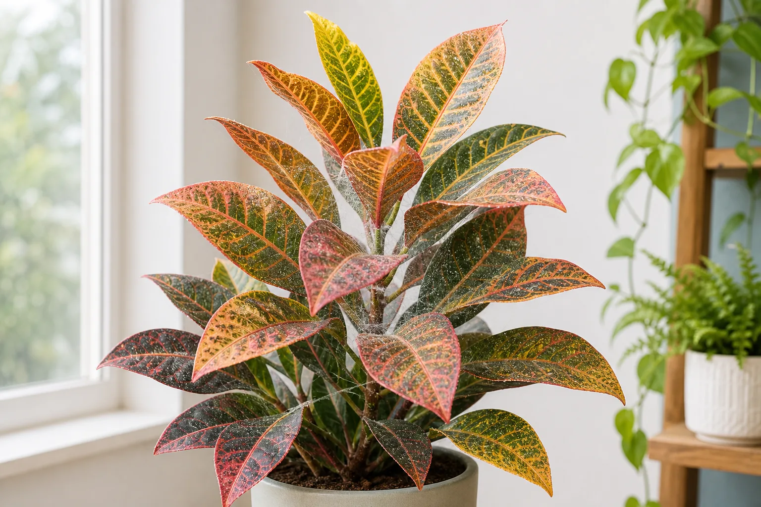 Spider Mites on Croton - visible symptom on the plant