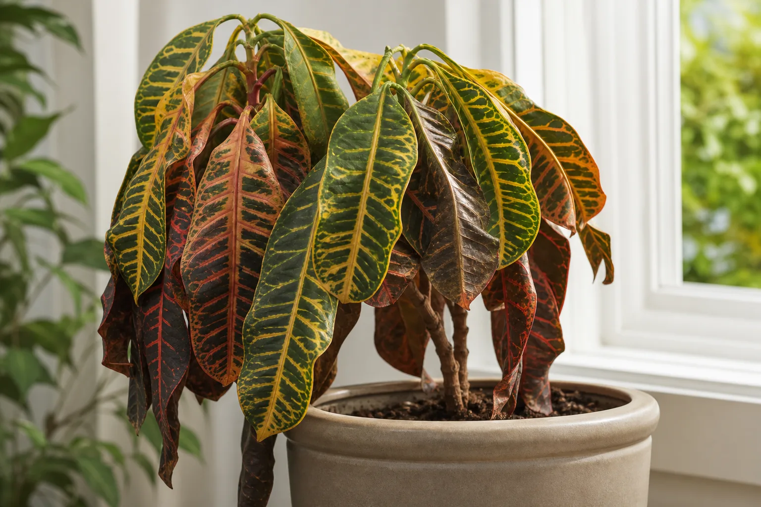Wilting on Croton - visible symptom on the plant