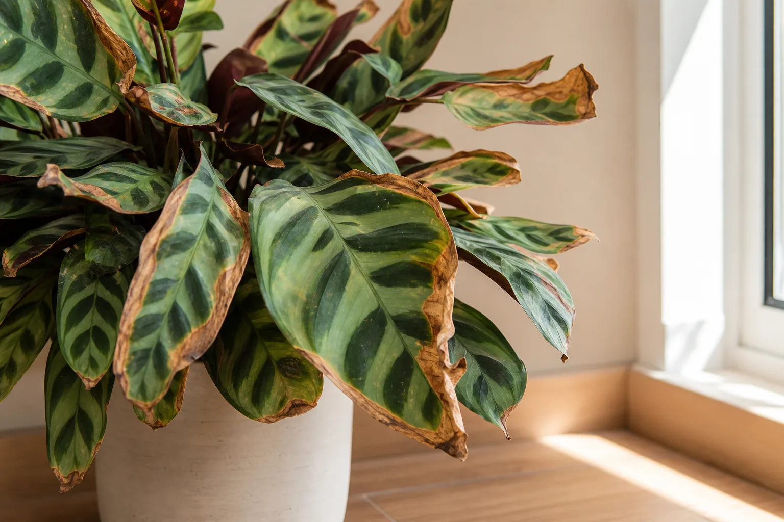 Low Humidity on Ctenanthe - visible symptom on the plant