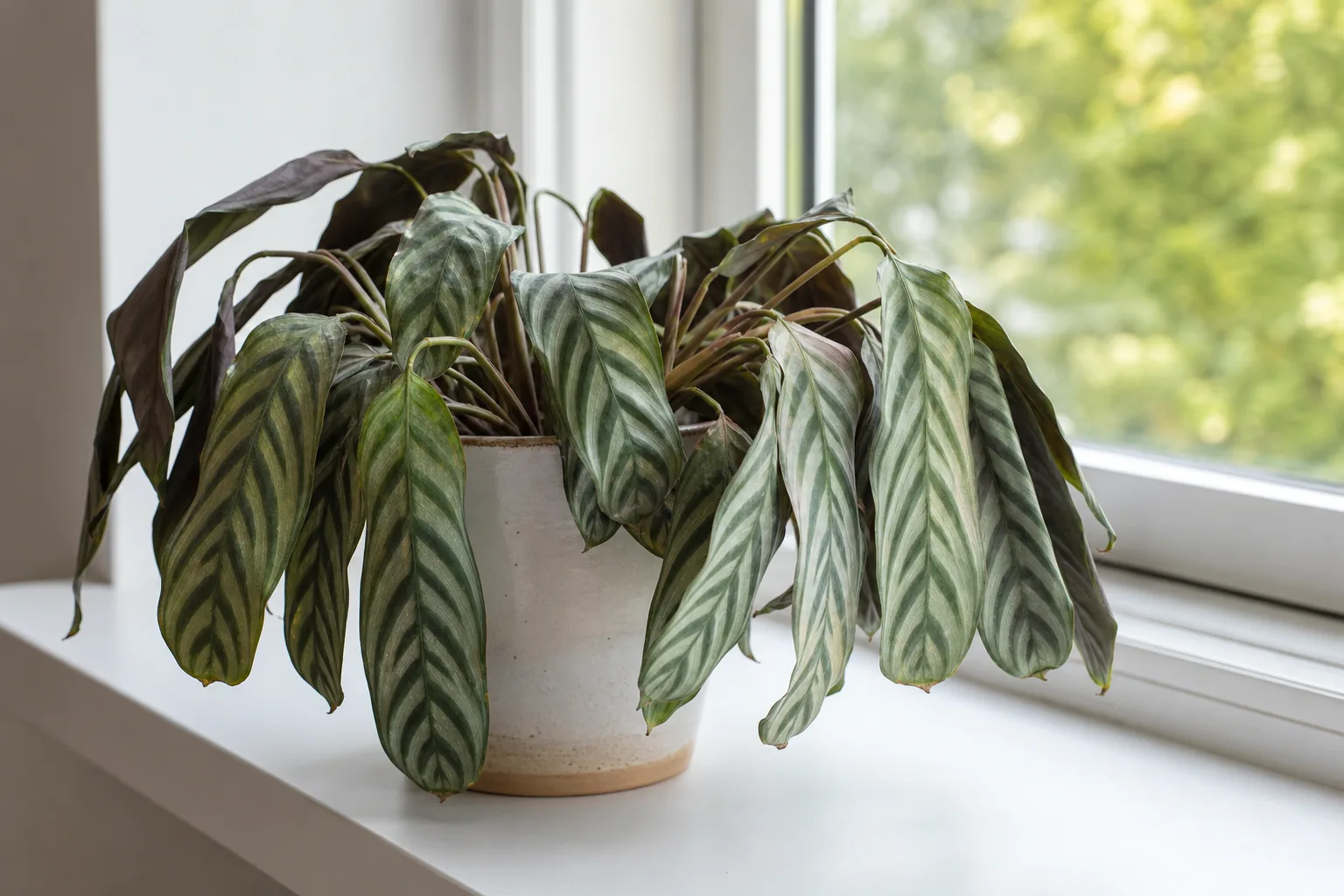 Wilting on Ctenanthe - visible symptom on the plant