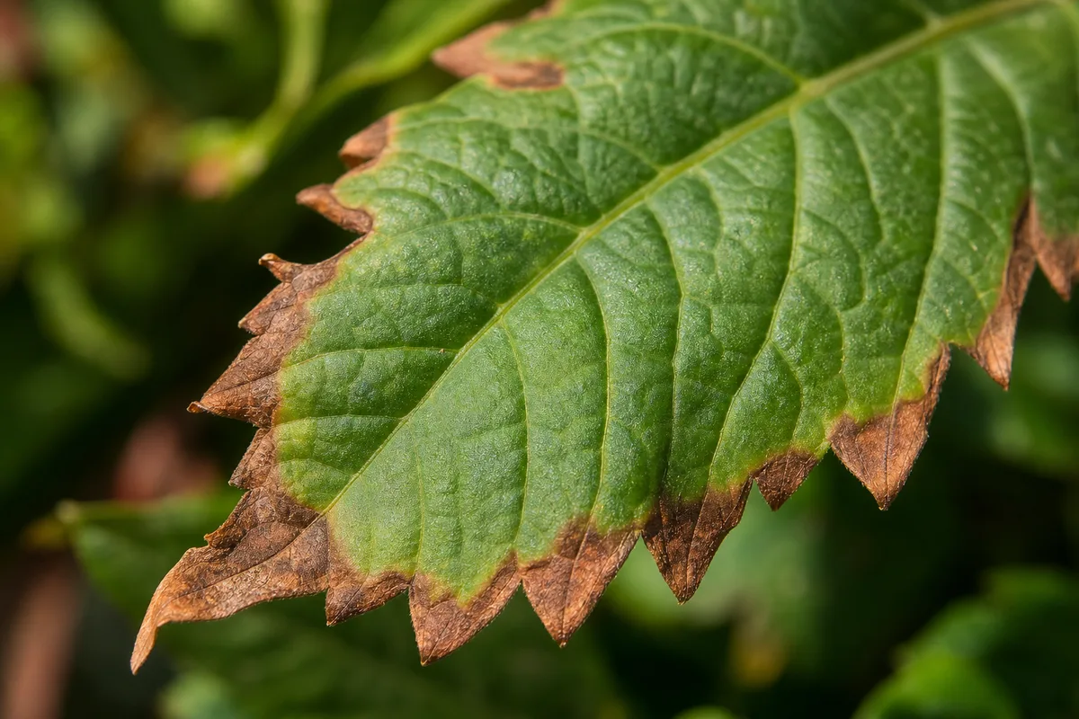 Close-up of Brown Tips on Dahlia - diagnostic detail