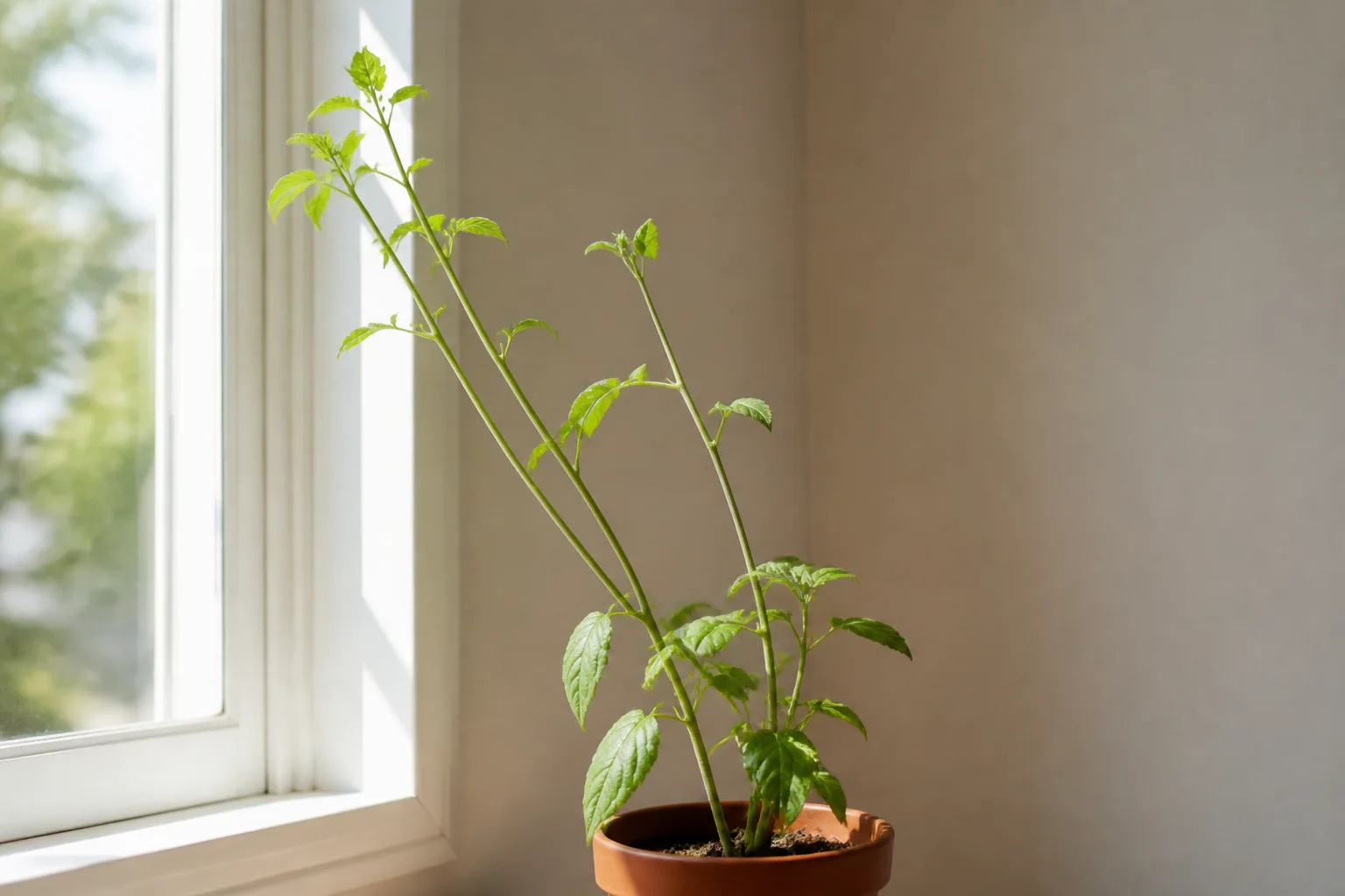 Leggy Growth on Dahlia - visible symptom on the plant