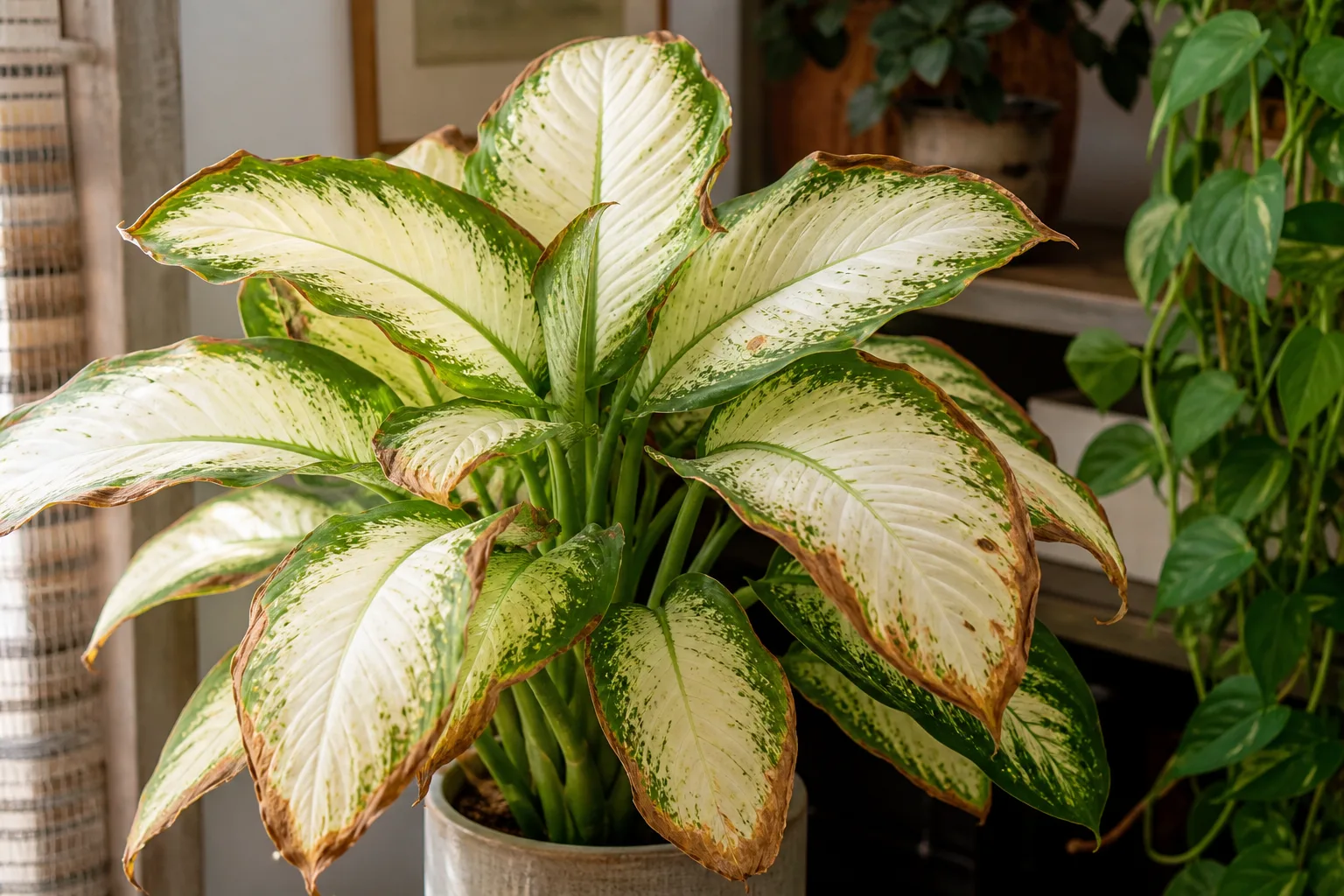Low Humidity on Dieffenbachia Camille - visible symptom on the plant