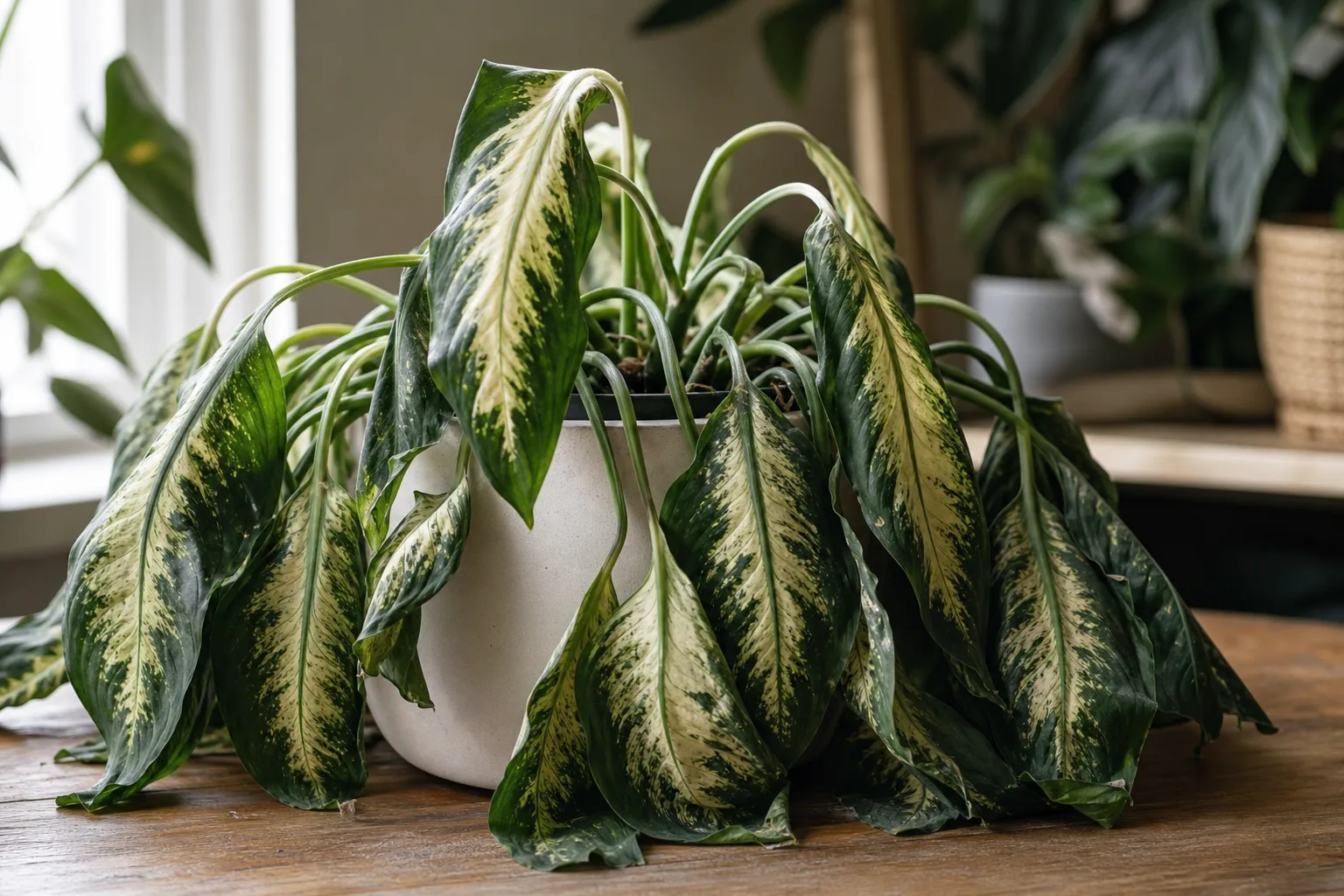 Wilting on Dieffenbachia Camille - visible symptom on the plant