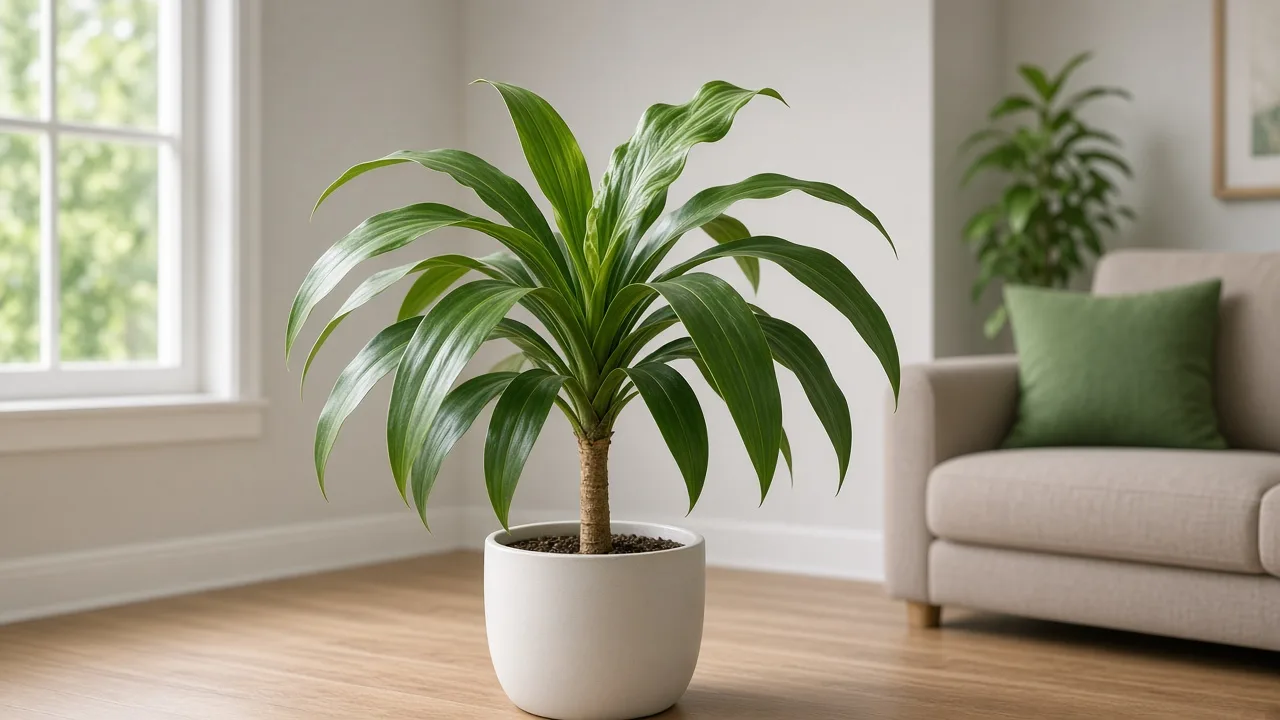 Distorted leaves on Dracaena - puckered and rippled strap foliage at a cane crown