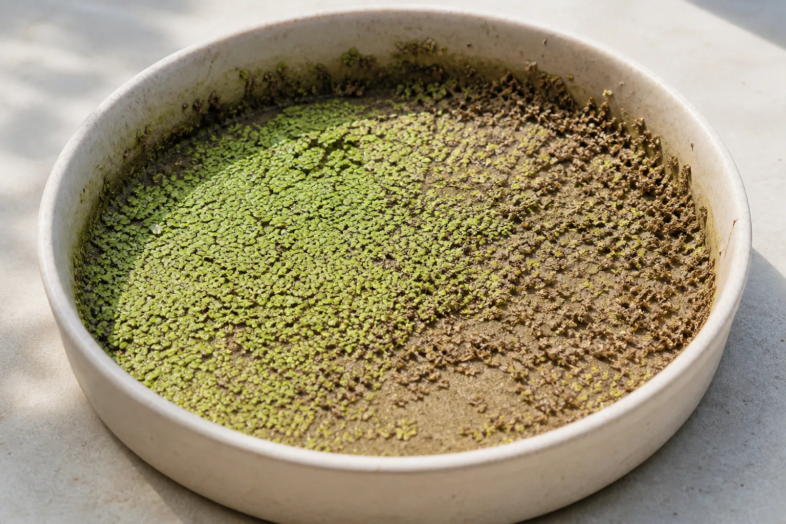 Underwatering on Duckweed - visible symptom on the plant