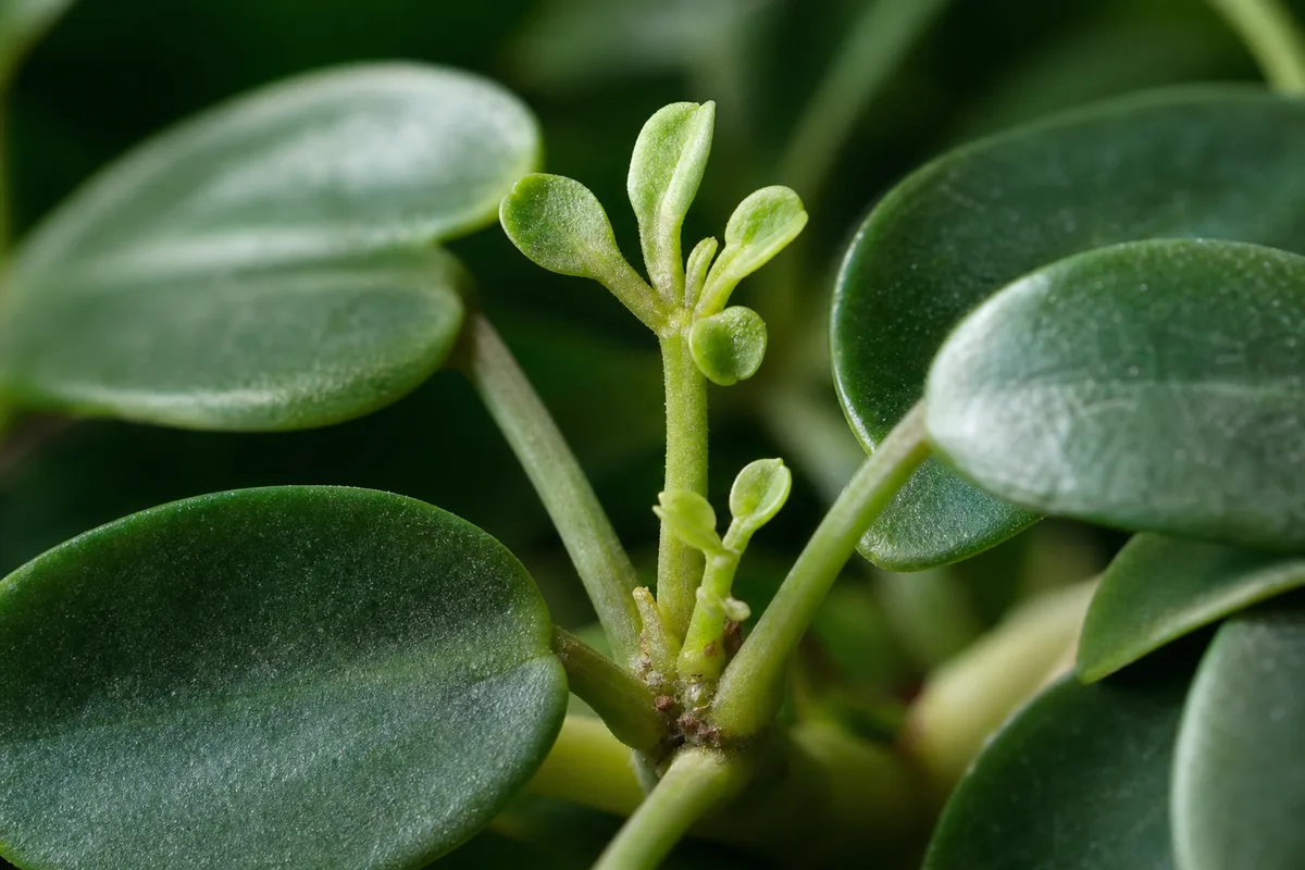 Close-up of Slow Growth on Dwarf Umbrella Tree - diagnostic detail