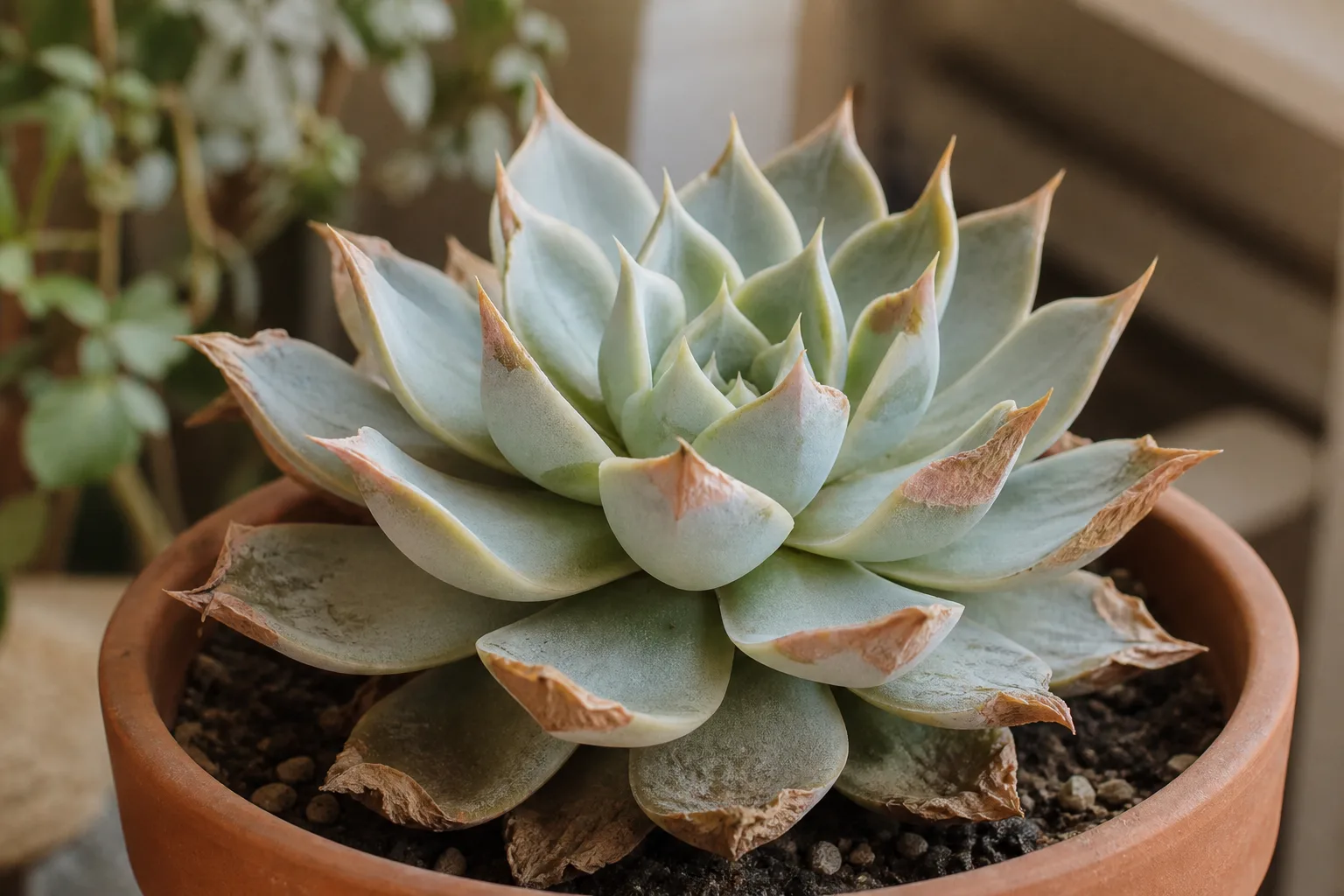 Low Humidity on Echeveria - visible symptom on the plant