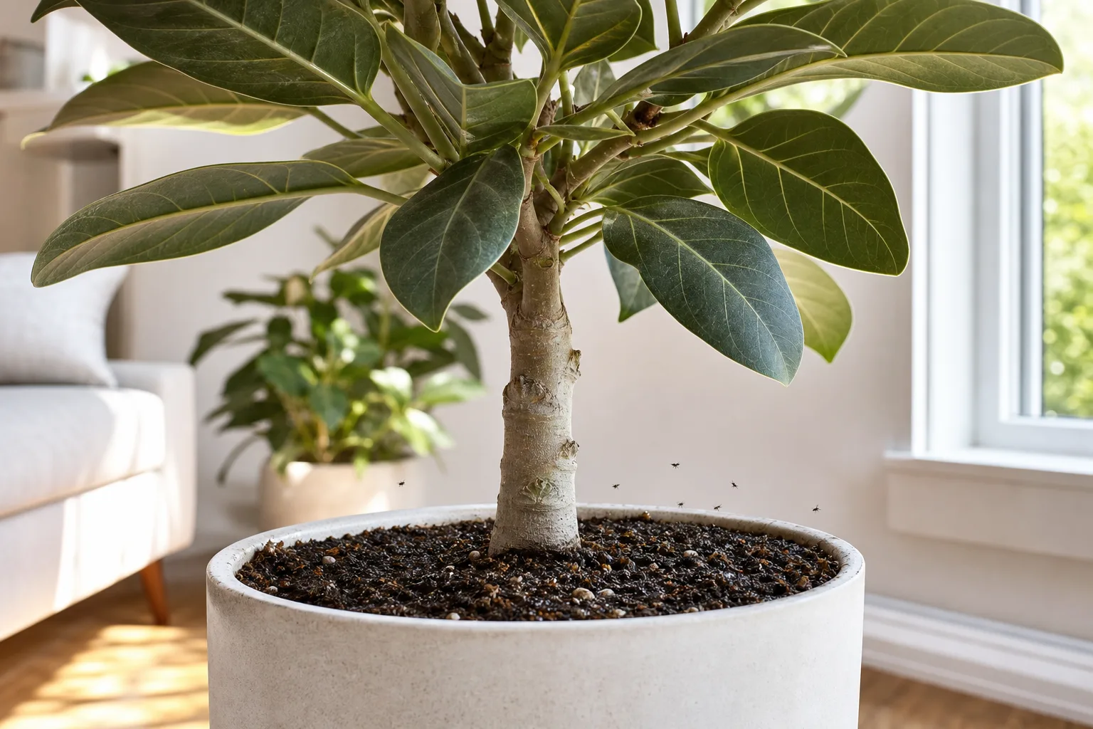 Fungus Gnats on Ficus Audrey - visible symptom on the plant