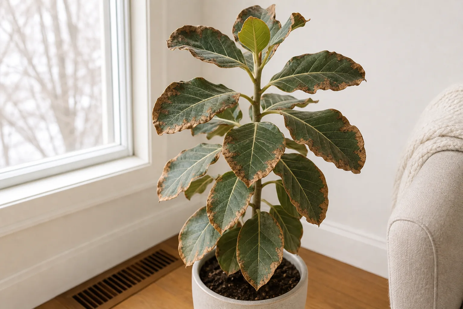 Low Humidity on Ficus Audrey - visible symptom on the plant