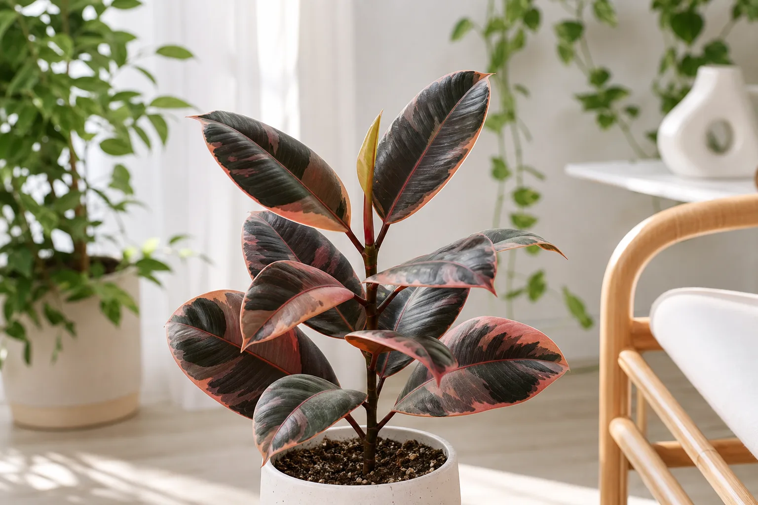 Slow Growth on Ficus Elastica Ruby - visible symptom on the plant