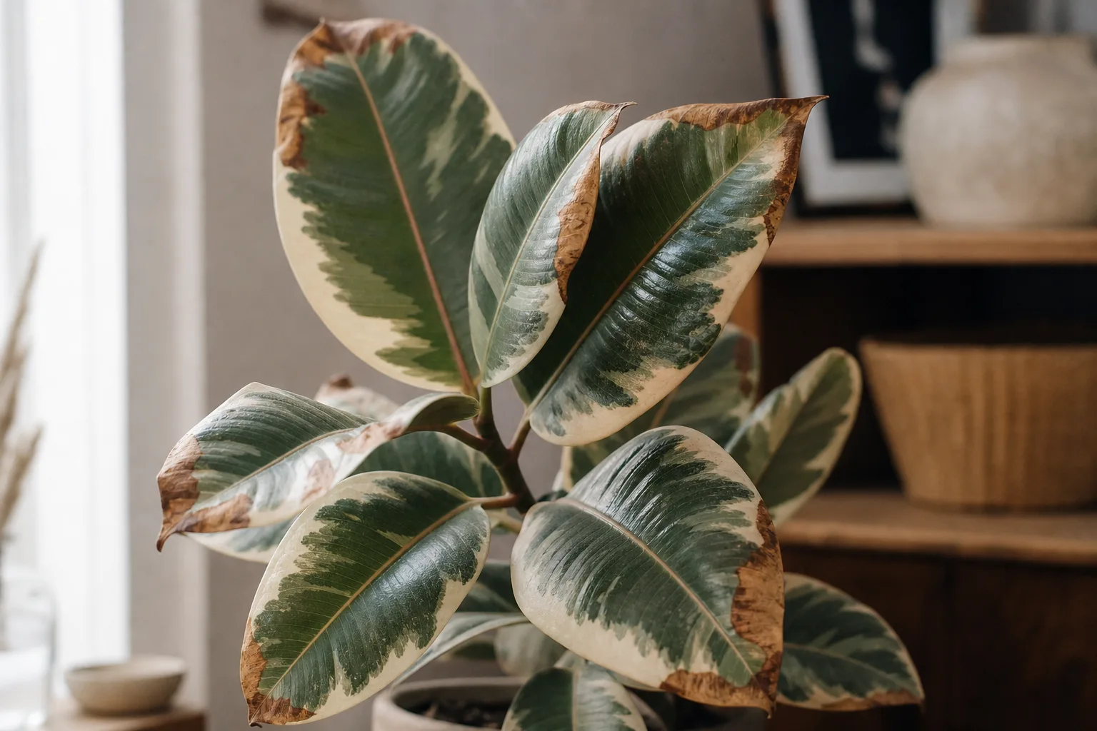 Low Humidity on Ficus Tineke - visible symptom on the plant