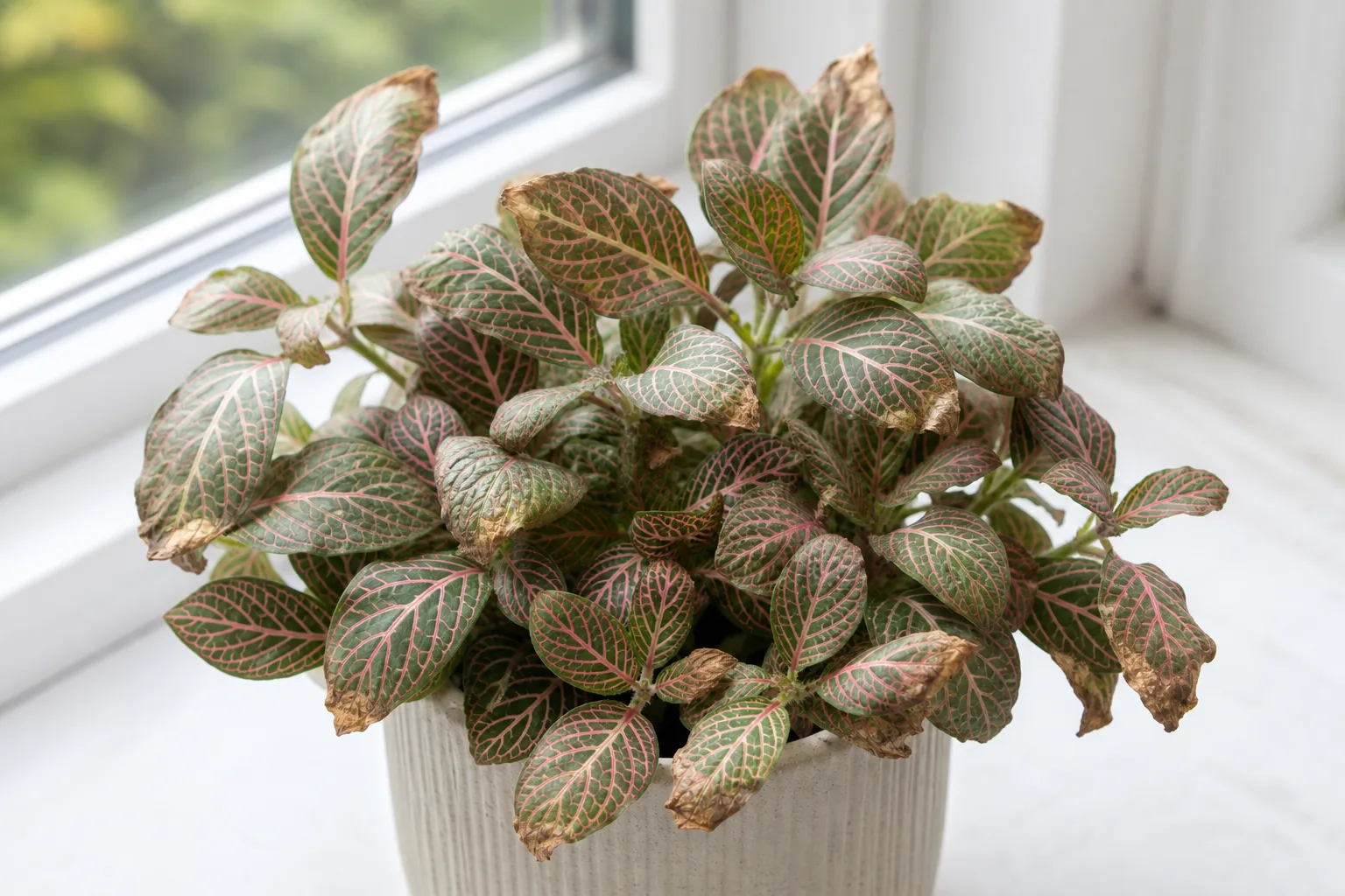 Brown Tips on Fittonia - visible symptom on the plant
