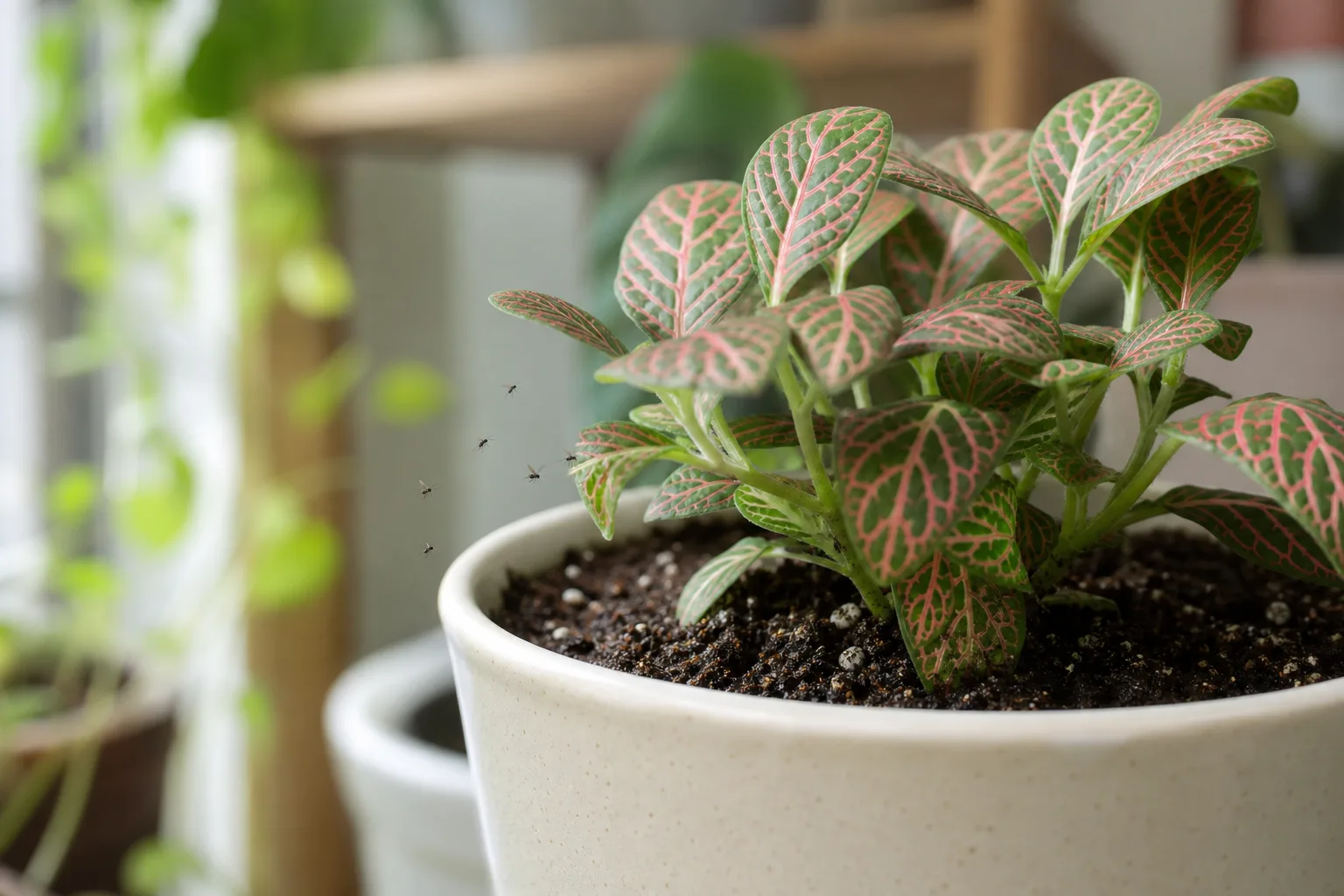 Fungus Gnats on Fittonia - visible symptom on the plant