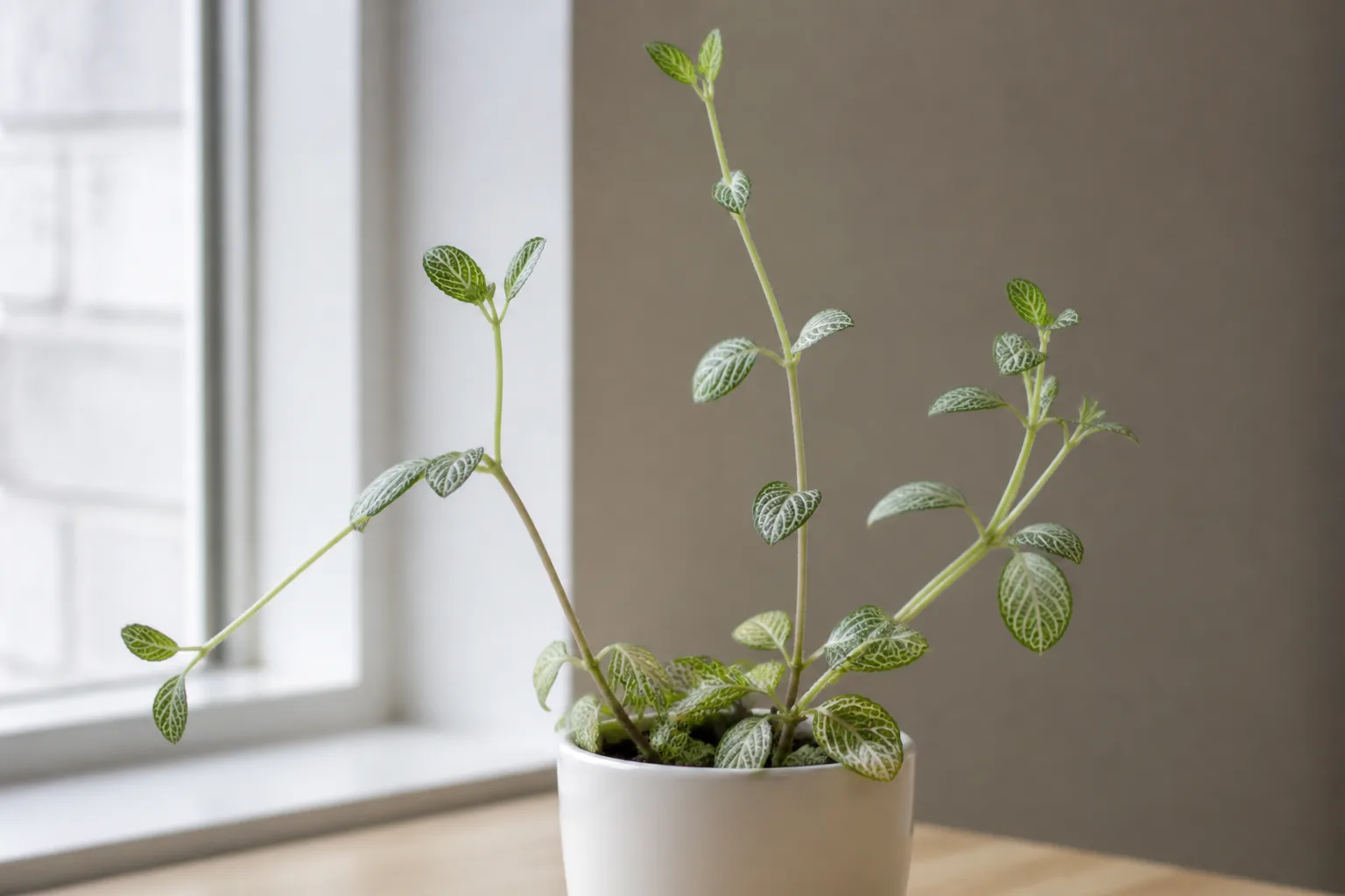 Leggy Growth on Fittonia - visible symptom on the plant