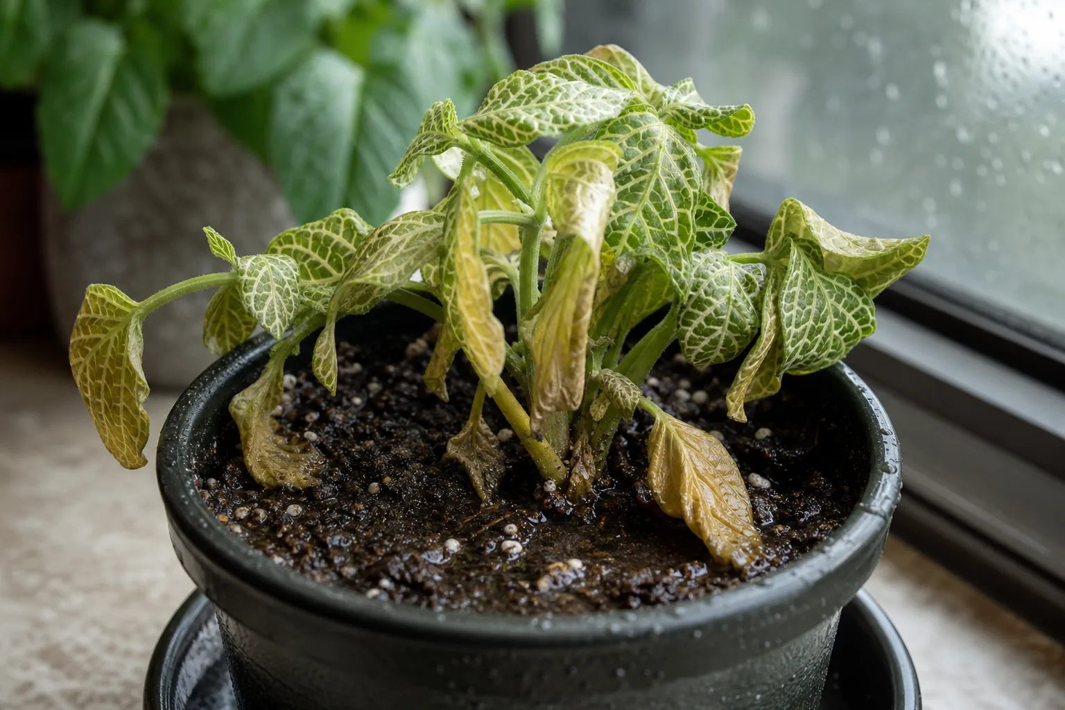Root Rot on Fittonia - visible symptom on the plant