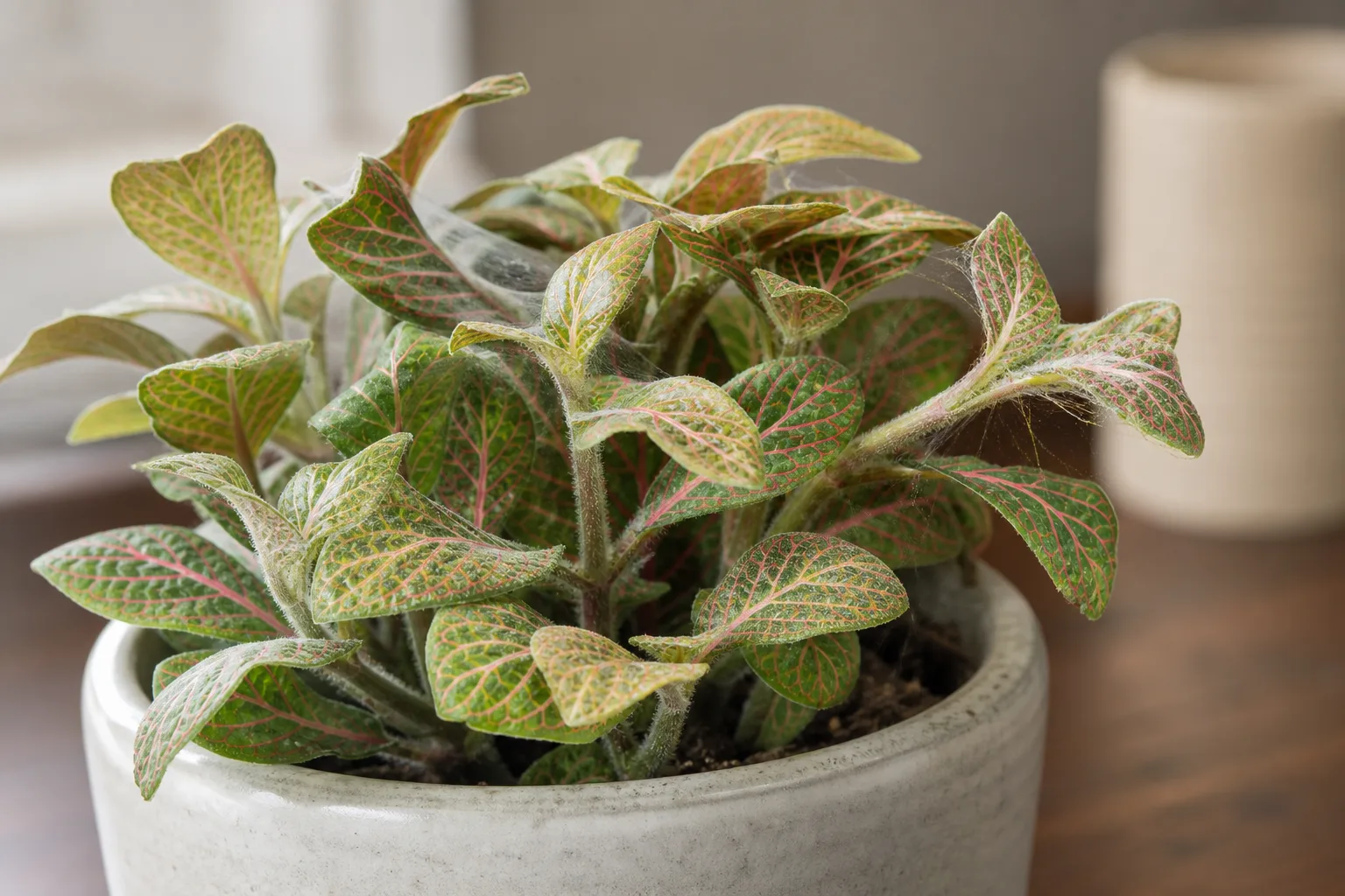 Spider Mites on Fittonia - visible symptom on the plant