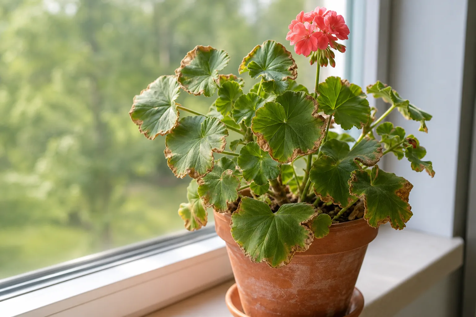 Brown Tips on Geranium - visible symptom on the plant