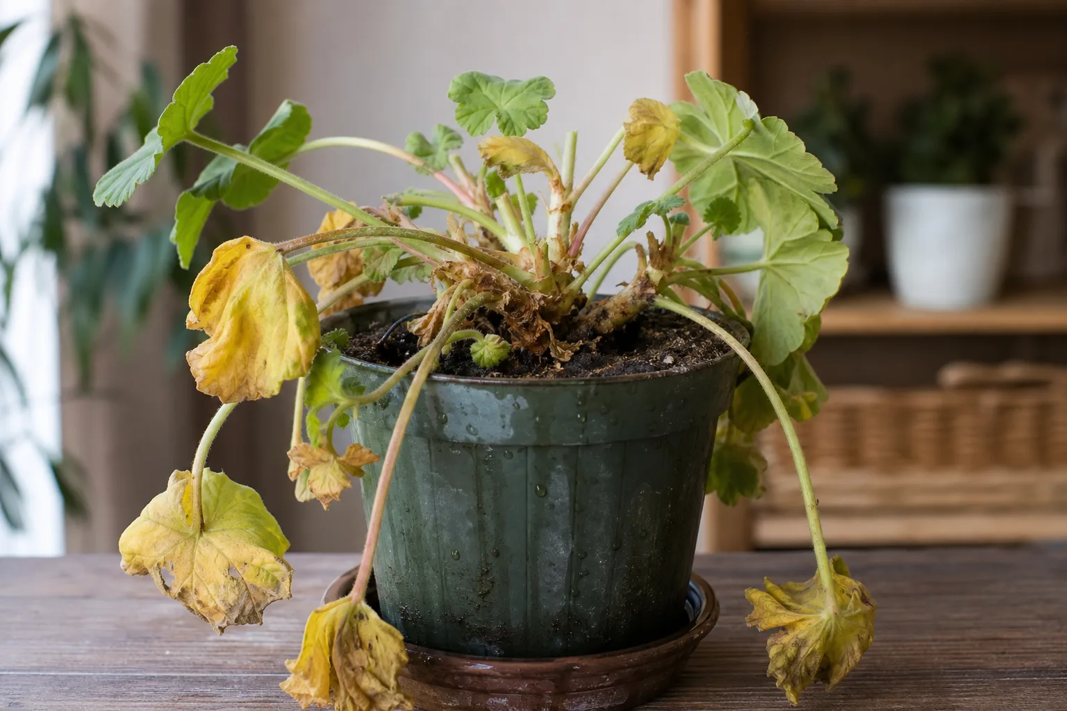 Root Rot on Geranium - visible symptom on the plant